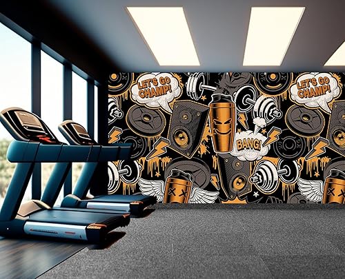 Miniatura 2 de Mural de gimnasio para decoración de sala de fitness (no se puede despegar ni pegar)