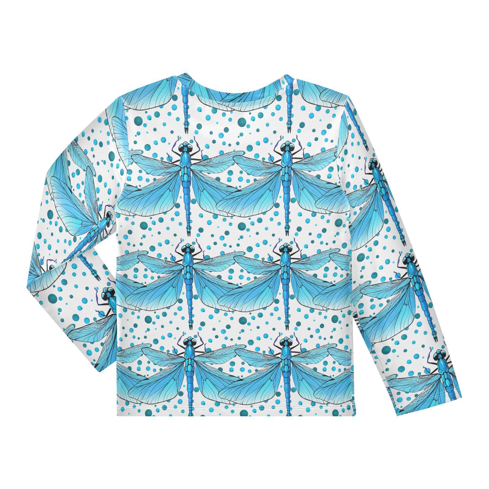 Dragonfly Polka Dot Teal Rash Guard Shirt for Boys Sun Protection Shirt for Kids Toddler UPF50+ 5-6T