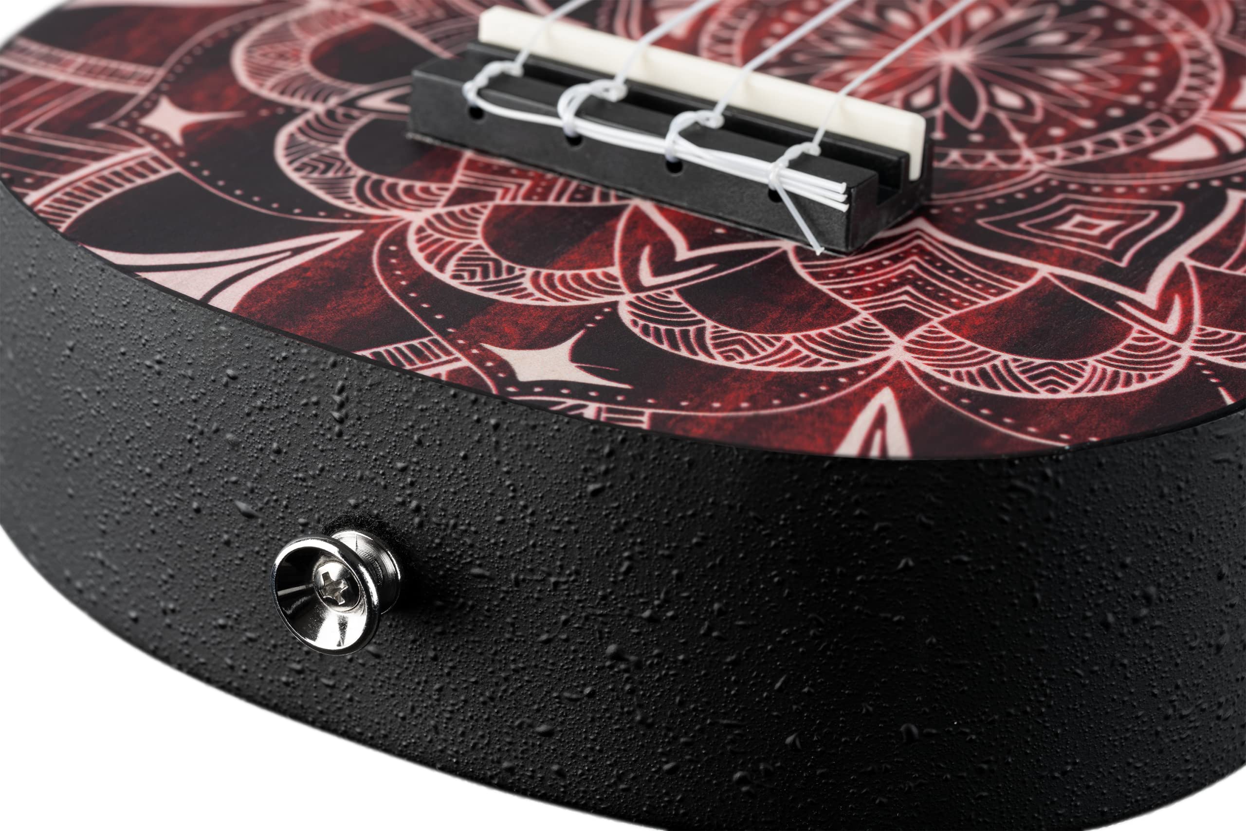 Ortega Guitars Ukulele Soprano Super Scale Acustico – Keiki K2 Series – Accessori Inclusi – Agathis / ABS, Red Kaleidoscope (K2SS-RKC)