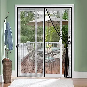 Fiberglass Magnetic Screen Door Fit Door Size 48 x 80 in- Heavy Duty Fiberglass Screen Door Mesh for Interior Door, Patio and Sliding Doors - Door Screen Magnetic Closure Let Fresh Air in