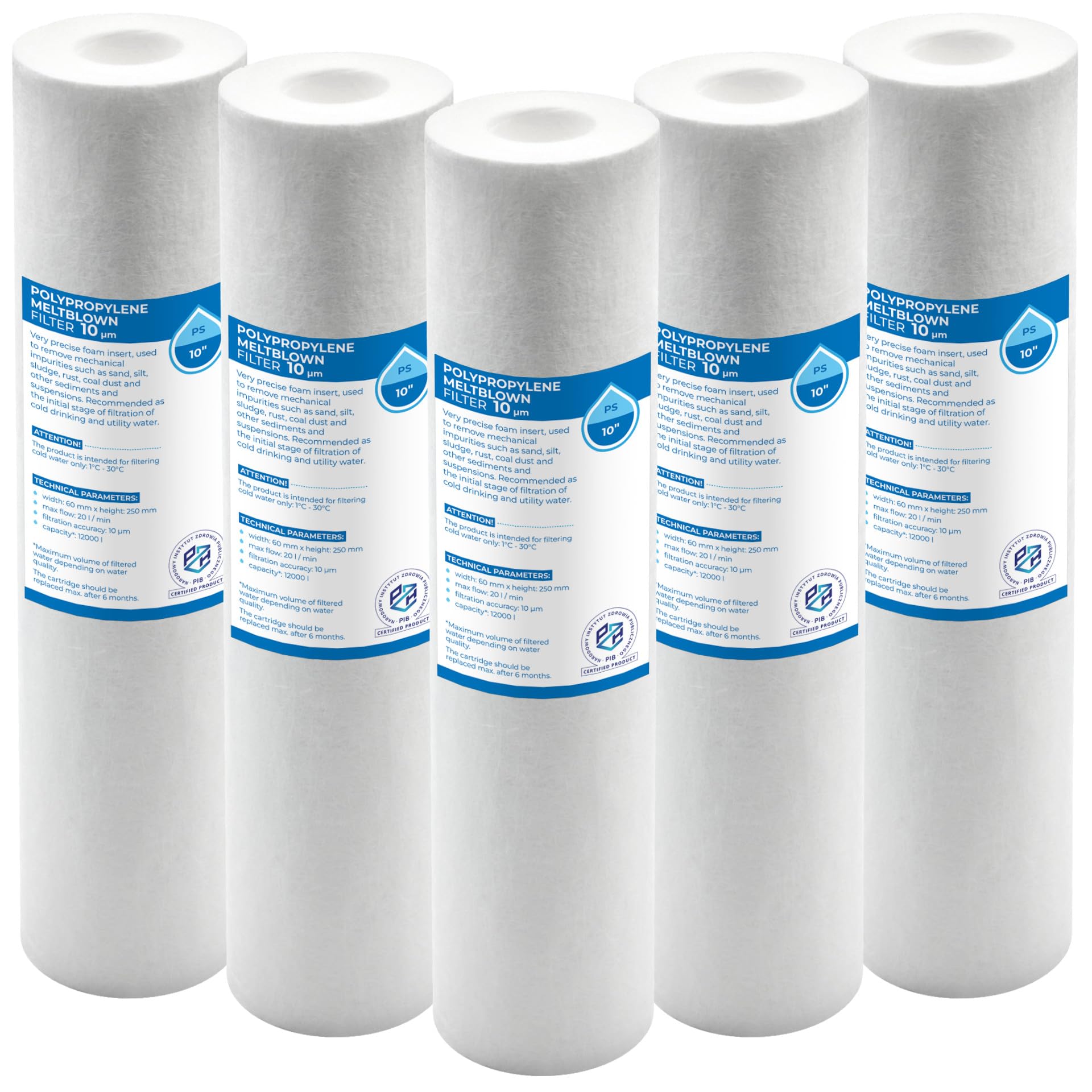50 Filtri Acqua Sedimenti 10x2,5 Pollici – Sostituzione Universale 1-50 Micron – Membrane Solutions