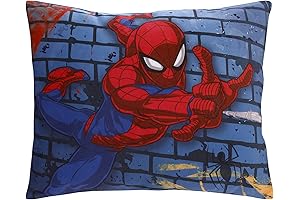 Marvel Spiderman Wall Crawler Red, White, and Blue Spider Webs Super Soft Toddler Pillow