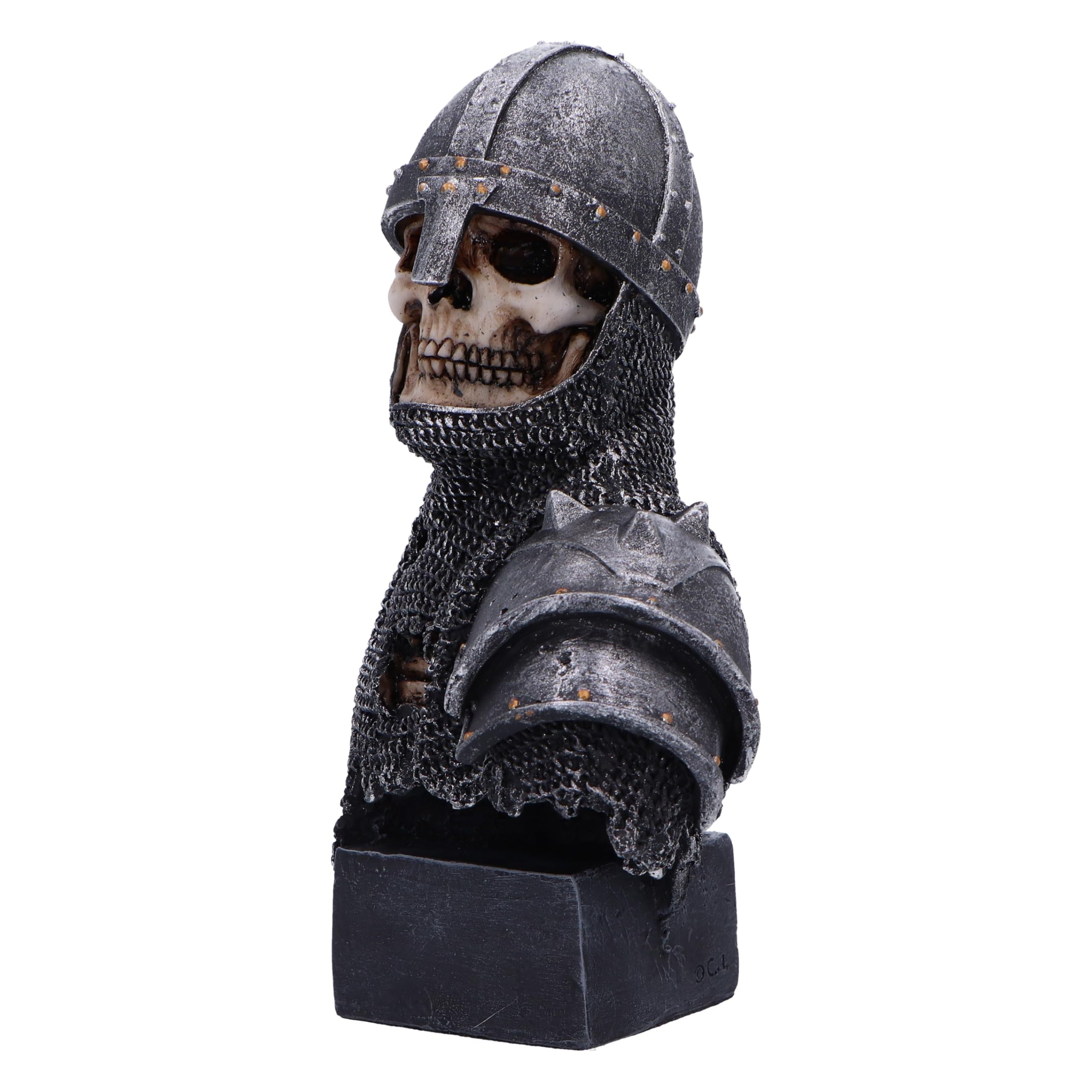 Nemesis Now Into The Knight Buste de Chevalier 19 cm, en résine, Argent, Buste de Chevalier Squelette, Buste médiéval, Statue d'histoire médiévale, coulée dans la Meilleure résine, Peinte à la Main