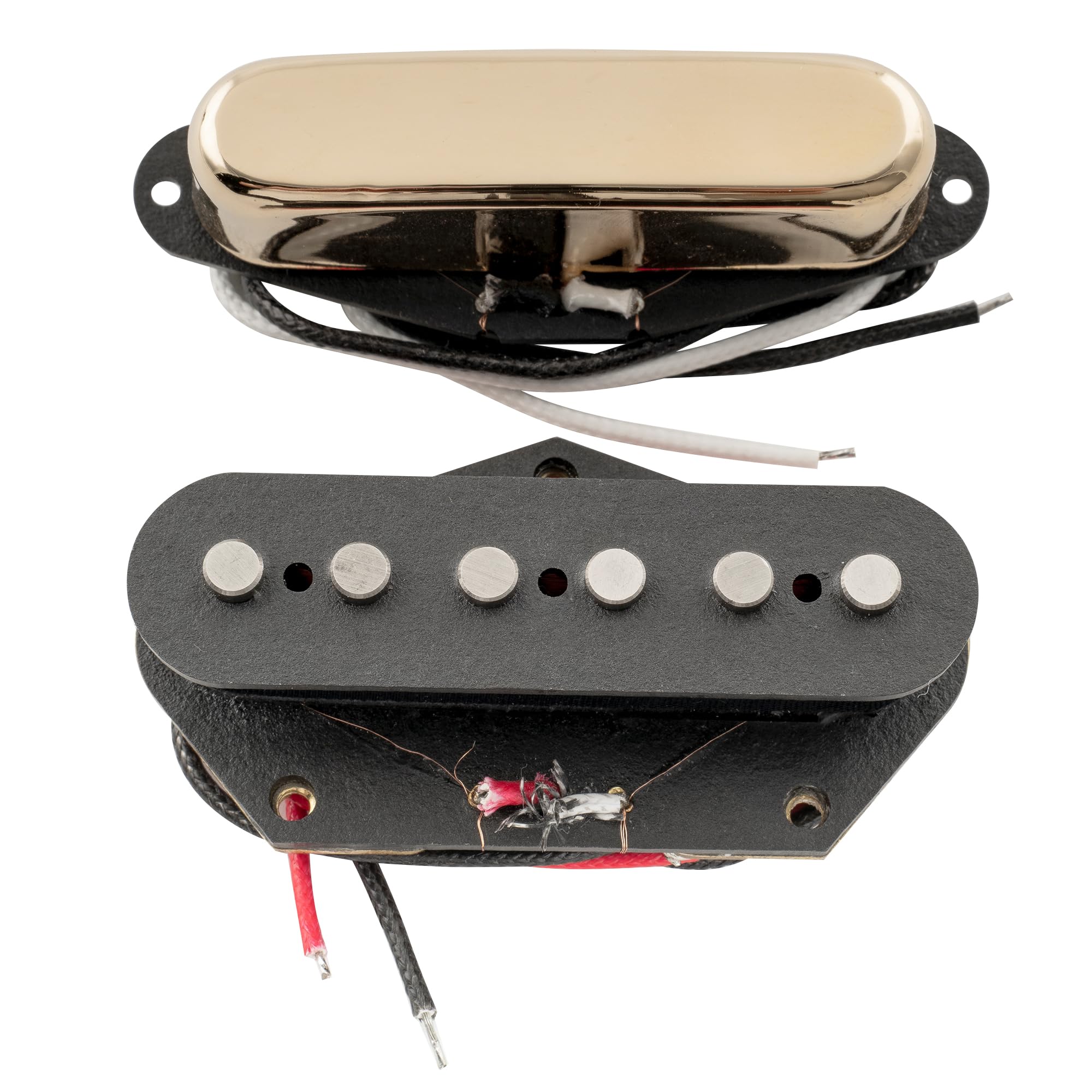 Artec TFA40 Alnico 5 Pastillas Telecaster Pickups Set para Guitarra Eléctrica tipo Tele, Dorado/Negro(Set de 2)
