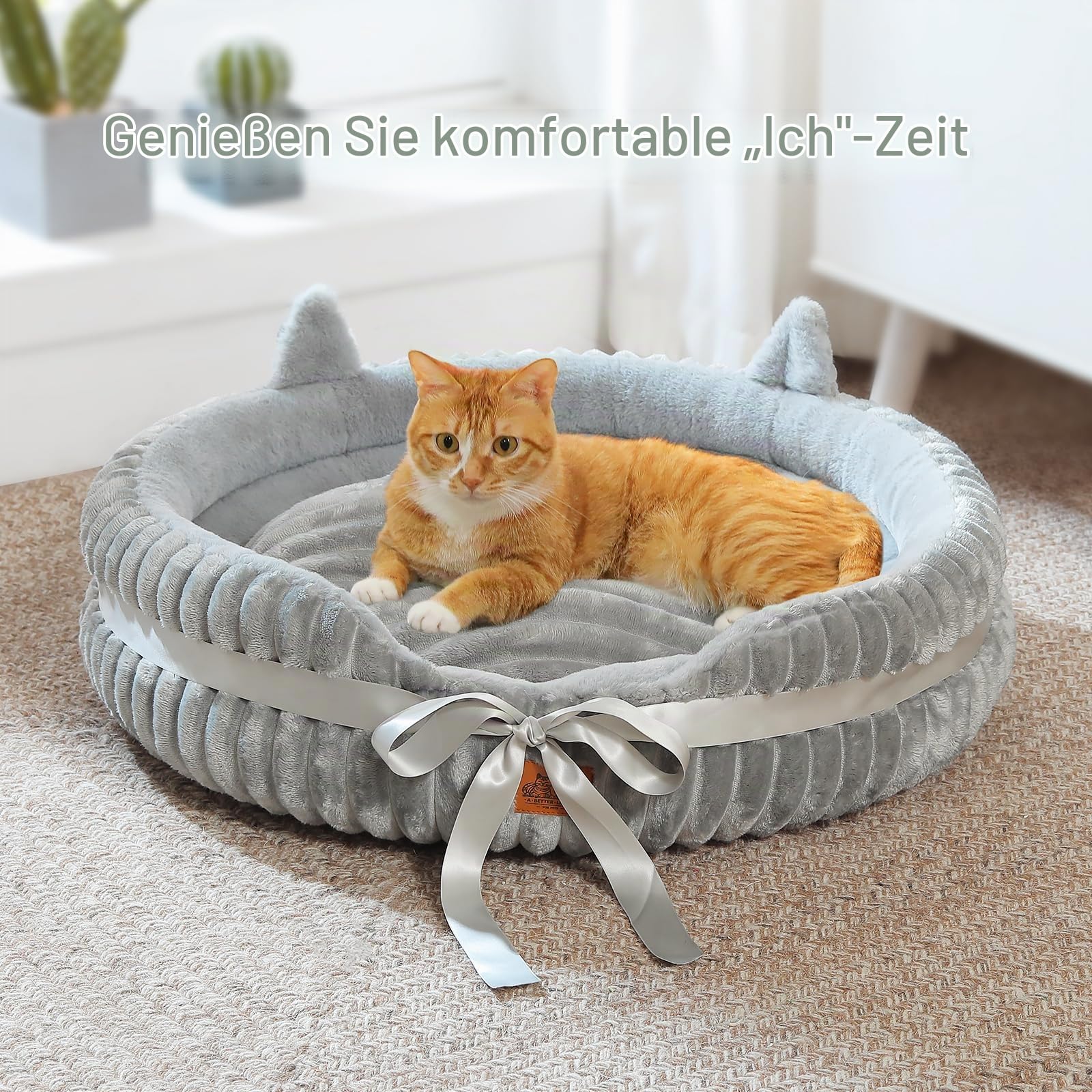 PAWZ Road Katzenbett waschbar Flauschiges Katzenkissen, Katzenschlafplatz-Bettchen (Grau, S)