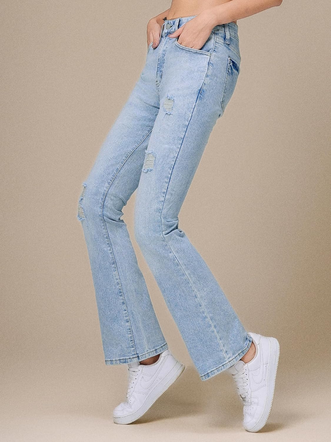 EMMIOL Women Flared Jeans Mid-High Waist Jeans Y2K 90s Denim Pants