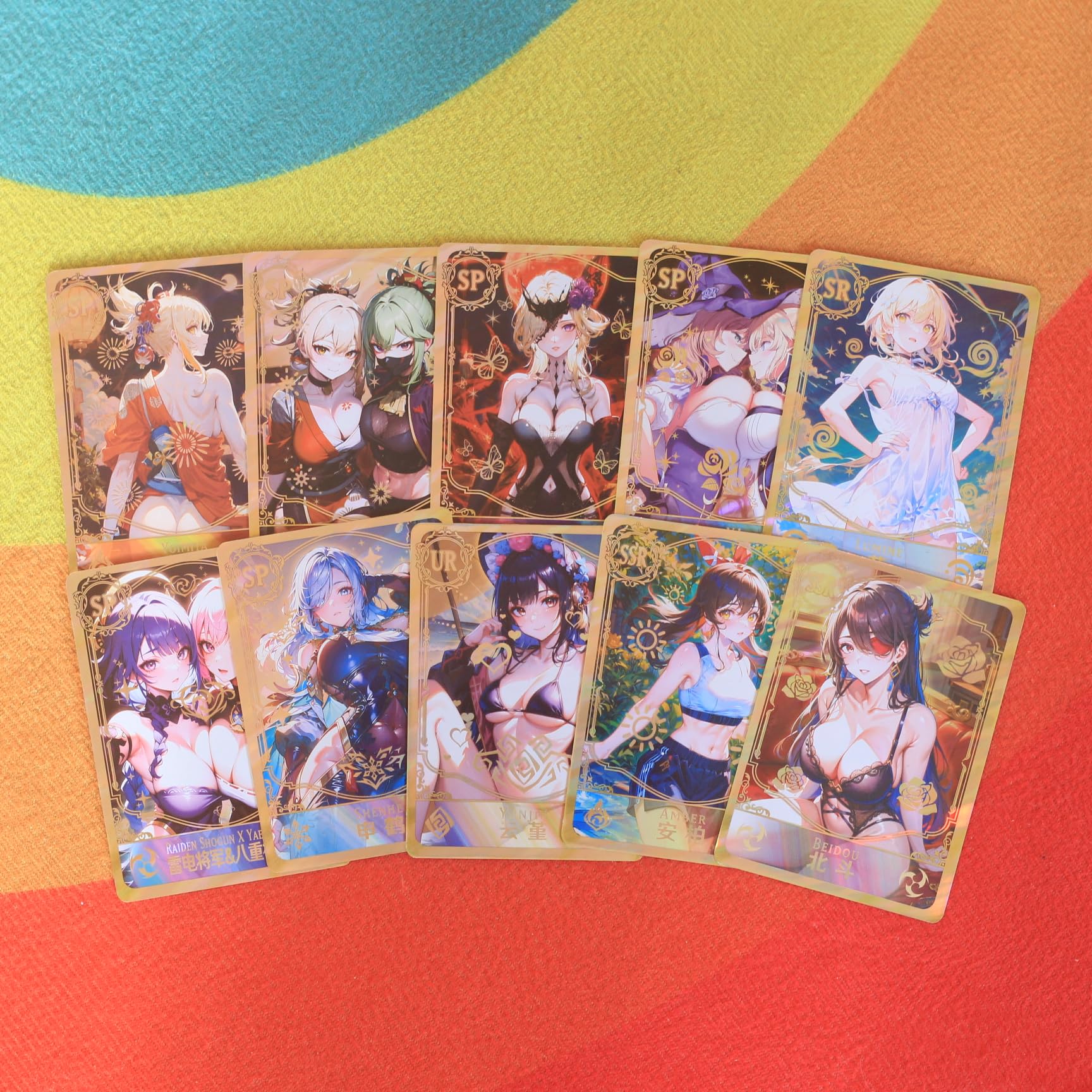 fuxi 55Pcs TCG Deck Cards, Goddess Story Card Holographic Golden Letter All Shiny Swimwear Girl Collection Card