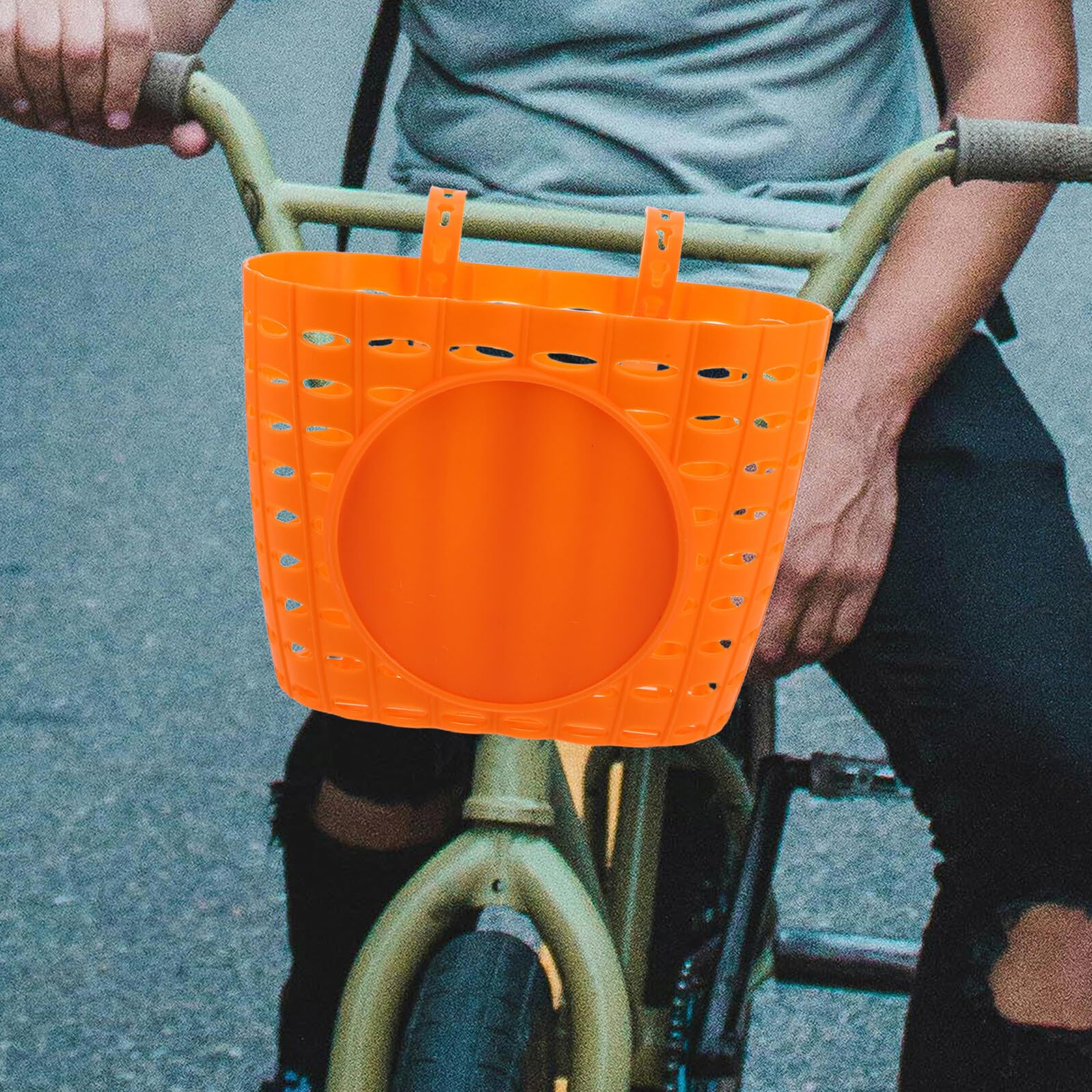 Cesta para Bicicleta Infantil de Plástico Naranja 2 Piezas para Manillar Multiusos para Bicicleta Patinete y Triciclo Ligera y Espaciosa para Juegos al Aire Libre y