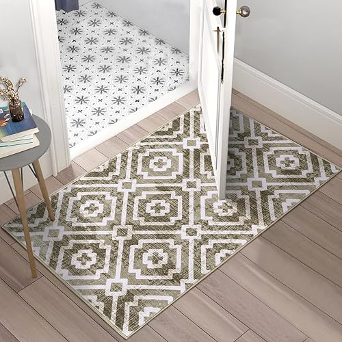 Miniatura 7 de IMINROME Alfombras bohemias de 2 x 3 pulgadas, lavables, pequeñas, antideslizantes, geométricas, marroquíes, decorativas, envejecidas, para baño,