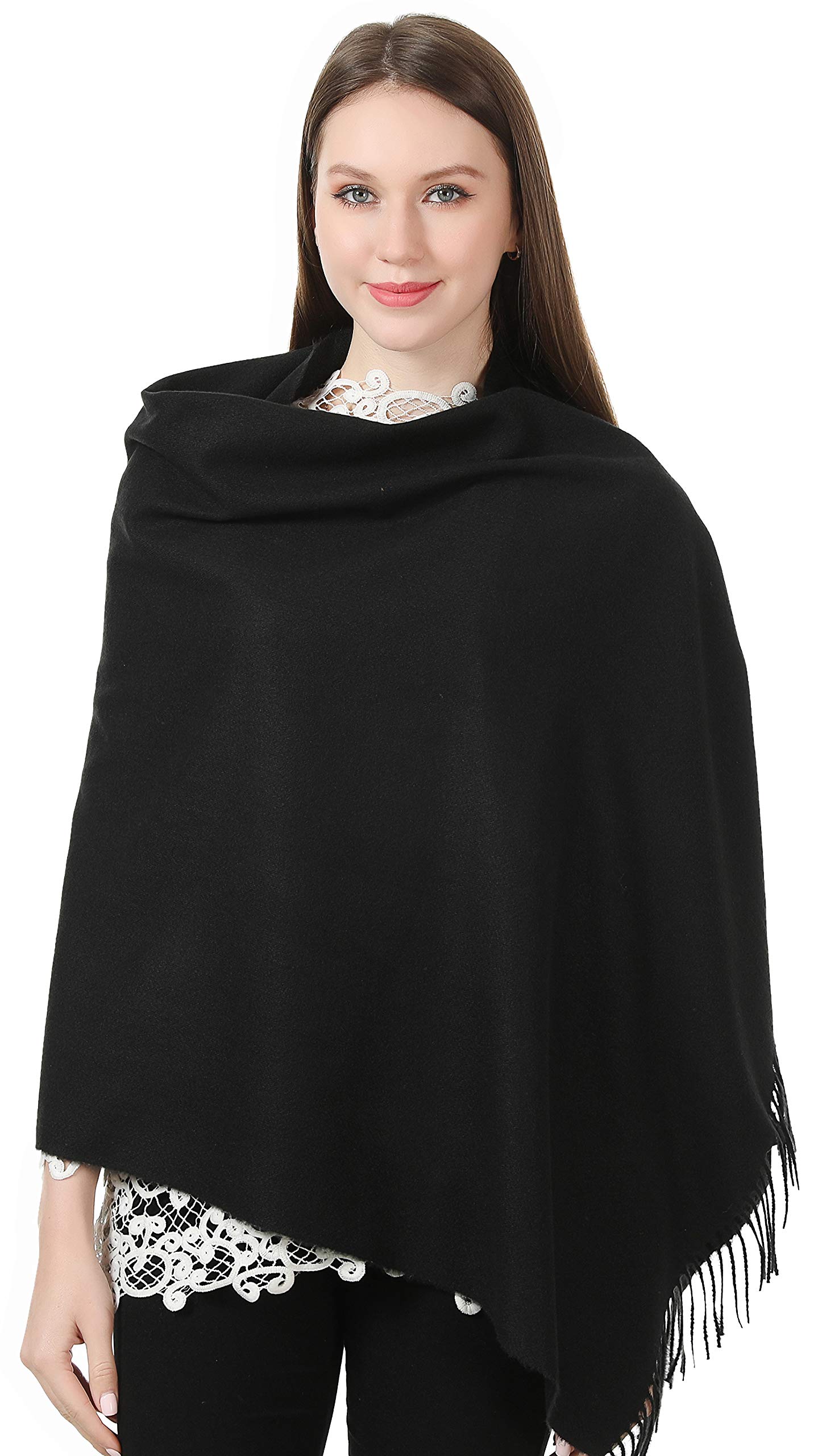 Essential Cozy Warm Shawls Scarves Scarf for Women this Winter Autumn Fall (Black)