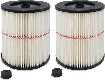 Fette Filter - Pack of 2 - General Purpose Cartridge Filter | Replacement Filter Compatible with Craftsman Red Stripe Vacuums - Compare to Part # 17816 9-17816