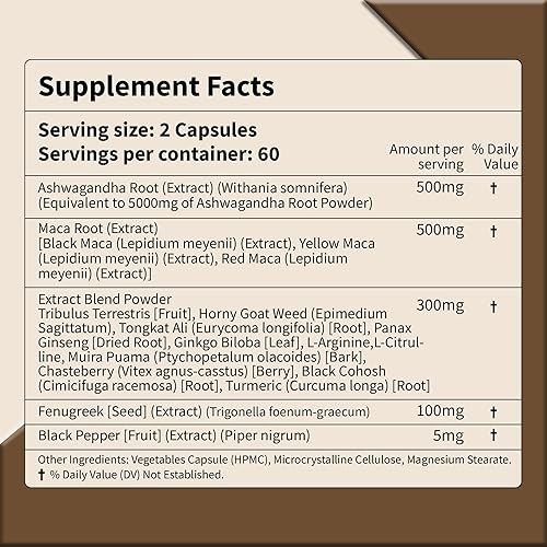 Miniatura 3 de Complejo de Ashwagandha+ Premium  Fórmula respaldada por la ciencia 17 en 1  Apoyo al estrés, energía y concentración  Sin OMG, sin gluten, vegano,