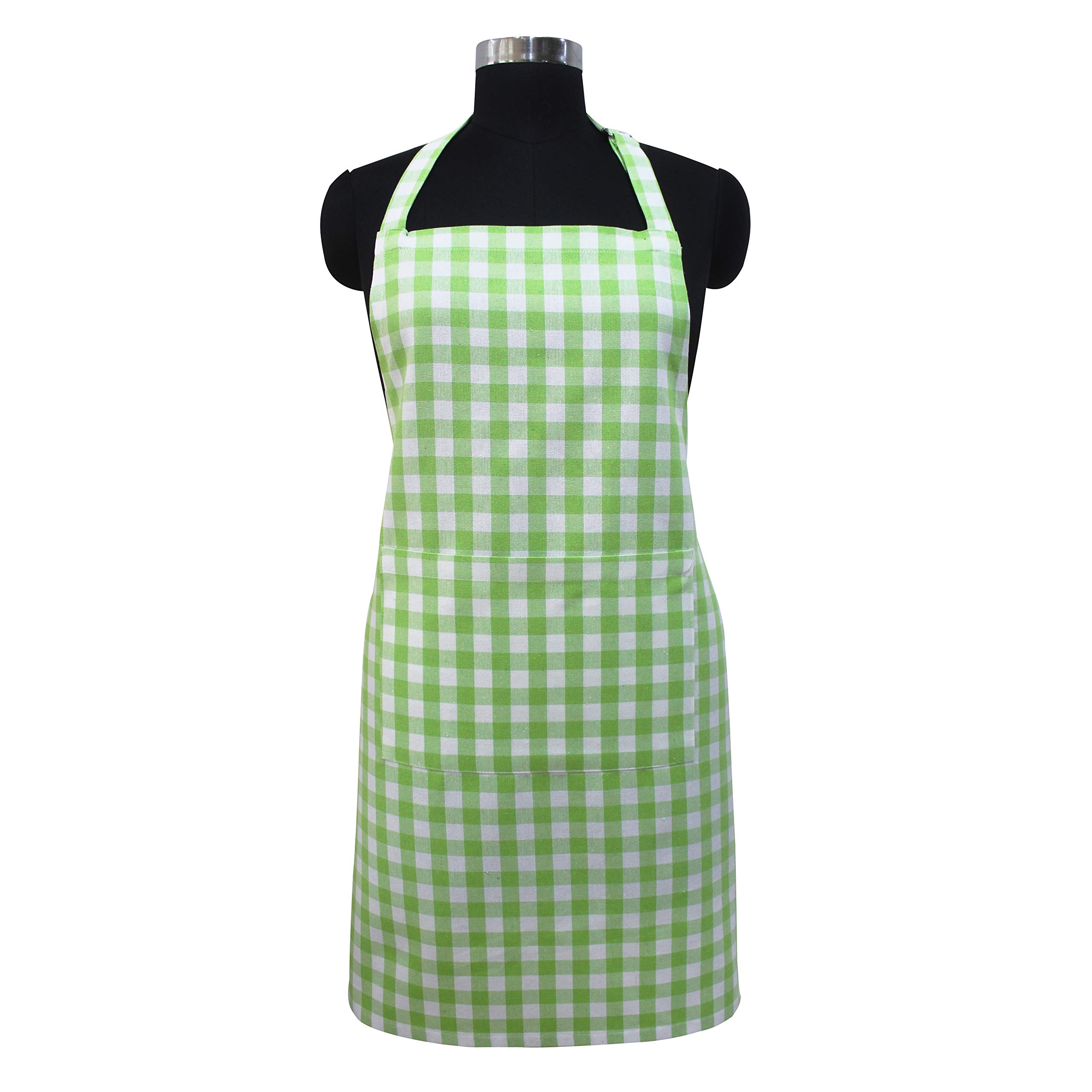 AIRWILL Delantales de cocina de algodón (verde a cuadros)