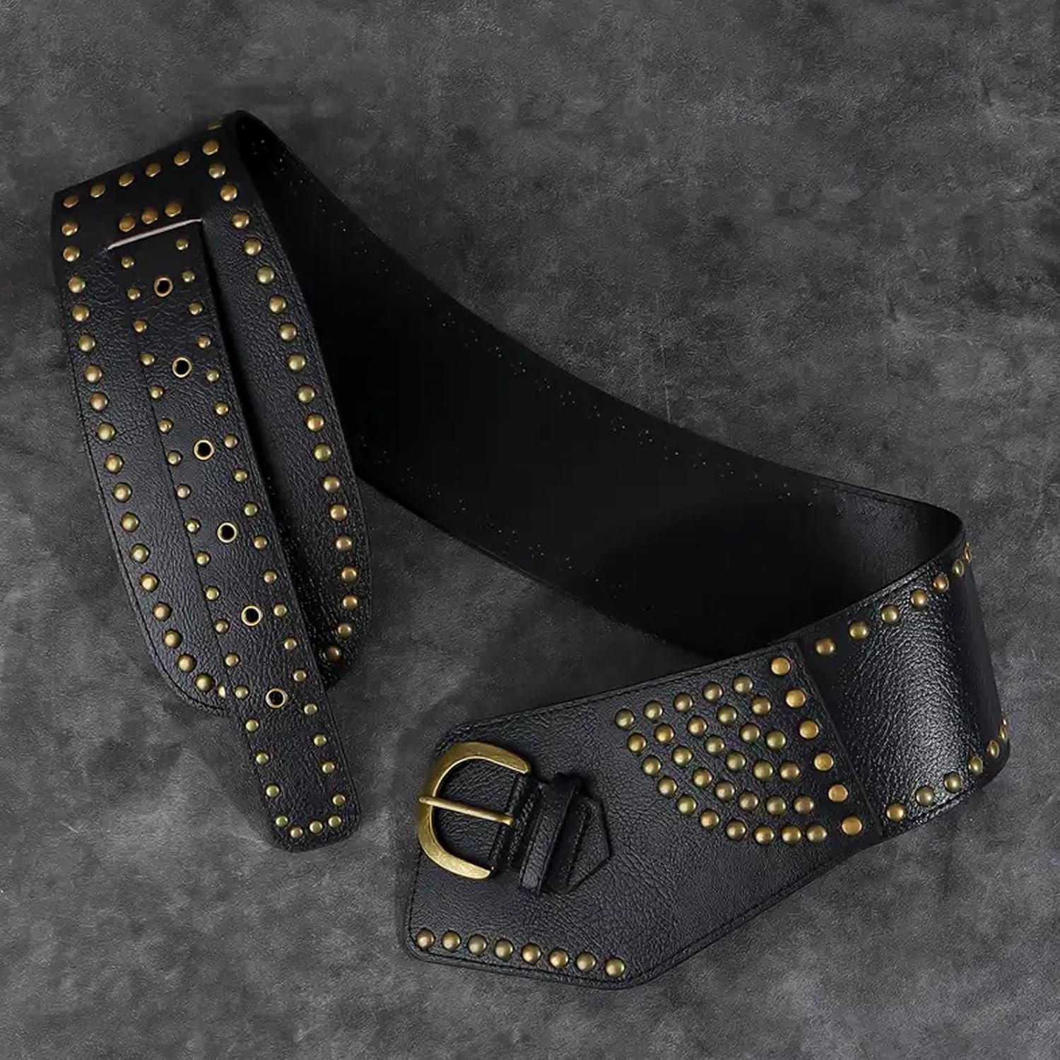 Vintage Leather Belt Y2K Adjustable Belt PU Leather Retro Wide Waist Belt for Dress Short Halloween Cosplay Costume - Image 4