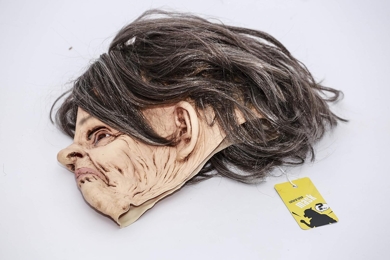 CreepyParty Old Lady Mask for Adults, Natural Latex Character Costume Mask for Halloween Parties and Cosplay