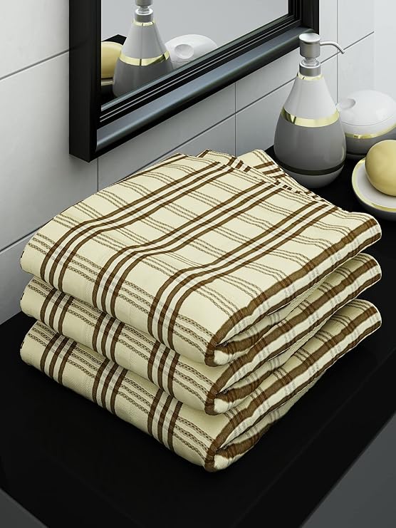 Athom Living Ecosaviour Premium Cotton Bath Towel Alfa Yellow (Pack of 3) at Rs. 225