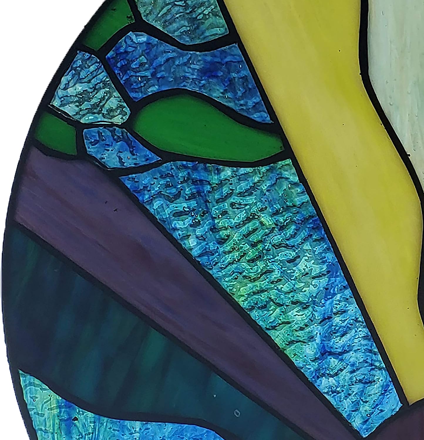 RIVER OF GOODS 12.75" H Earth Elements Stained Glass Window Panel Suncatcher, Orange, Blue, Yellow