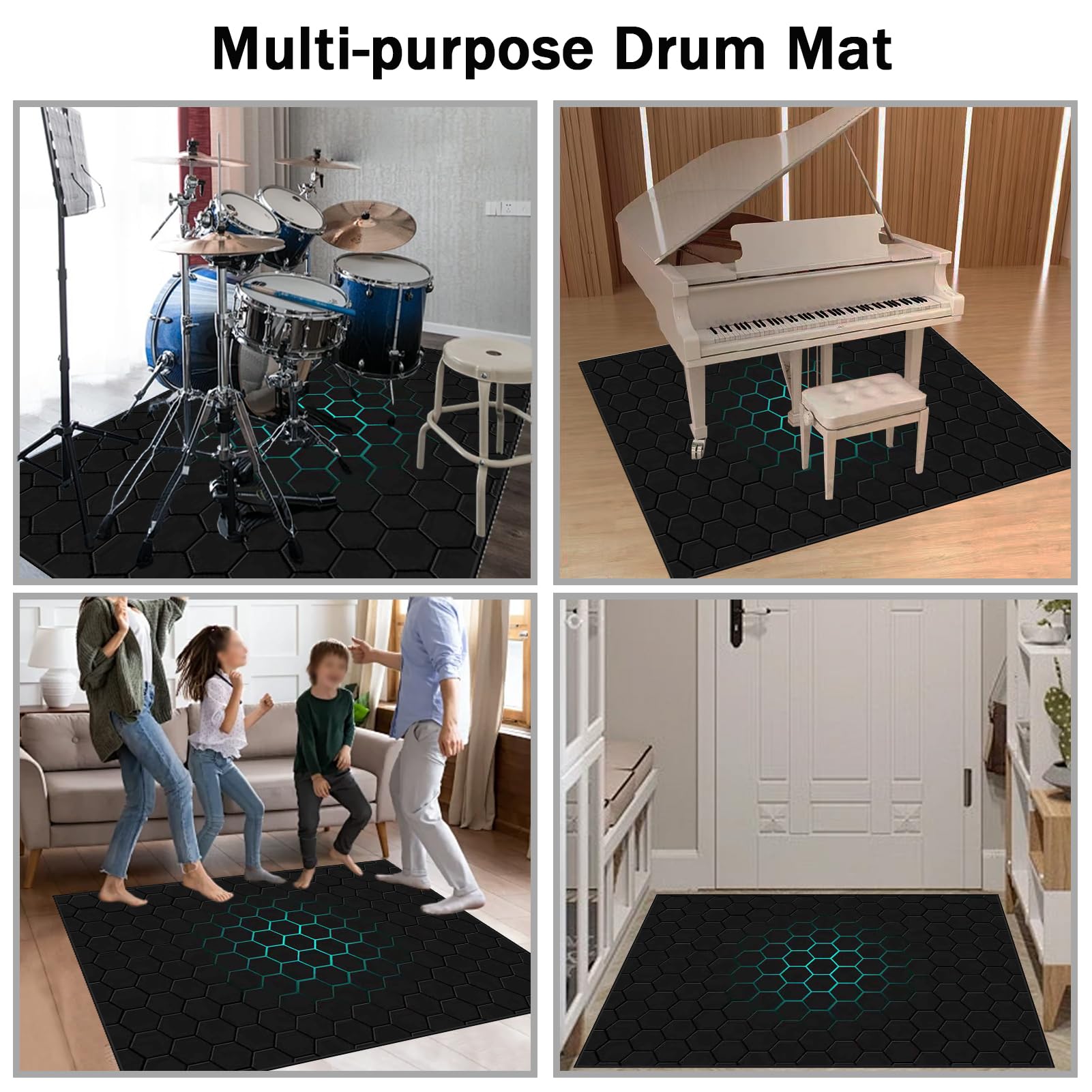200 x 170 cm Dywan z baterią elektroniczną Dźwiękoszczelny Antypoślizgowy Dywan Pochłaniający Akustyczny Profesjonalna mata do instrumentów muzycznych do instrumentów muzycznych do gitary basowej