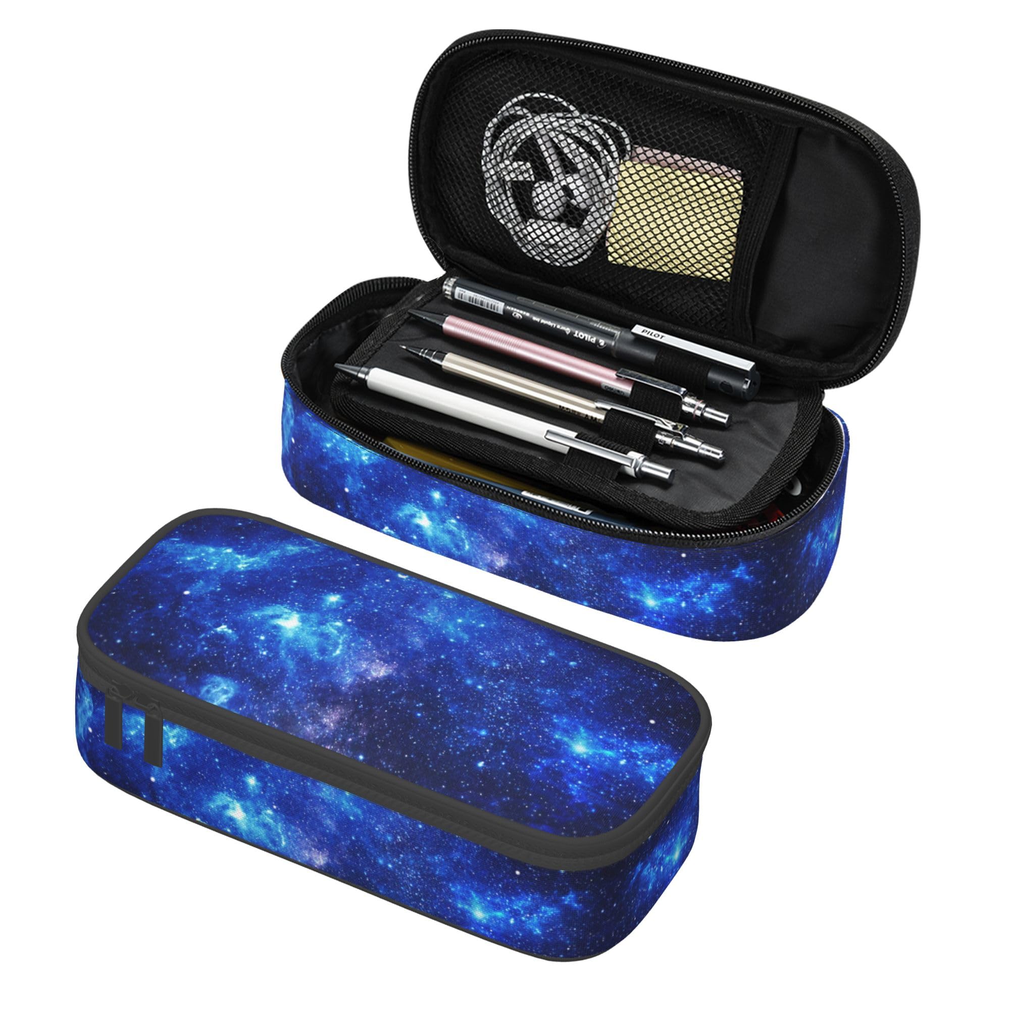 PAUSEBOLL Space Galaxy Pencil Case for Boys and Kids Cute Pen Box Pouch Large pencil bag with Double Zipper, Portable Pencil Pouch for School Office Supplies