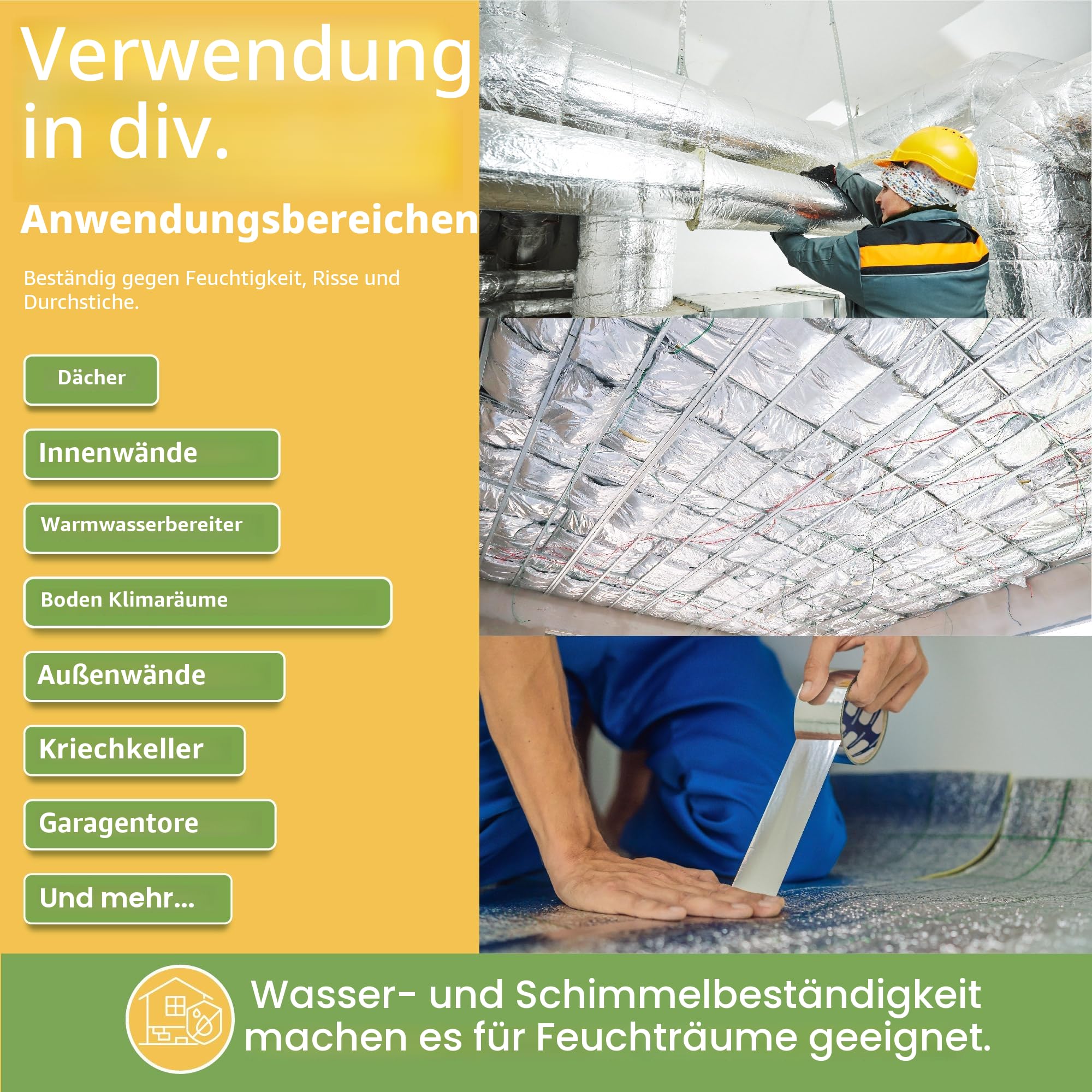 BLOSTM 10m x 60cm Heizkörper Reflexionsfolie - Isolierfolie Heizung Isolierung Wand Aluminium, Heizkörper Reflexionsplatte für Dach, Boden, Decke - Heizungsfolie Spart Energie & Geld