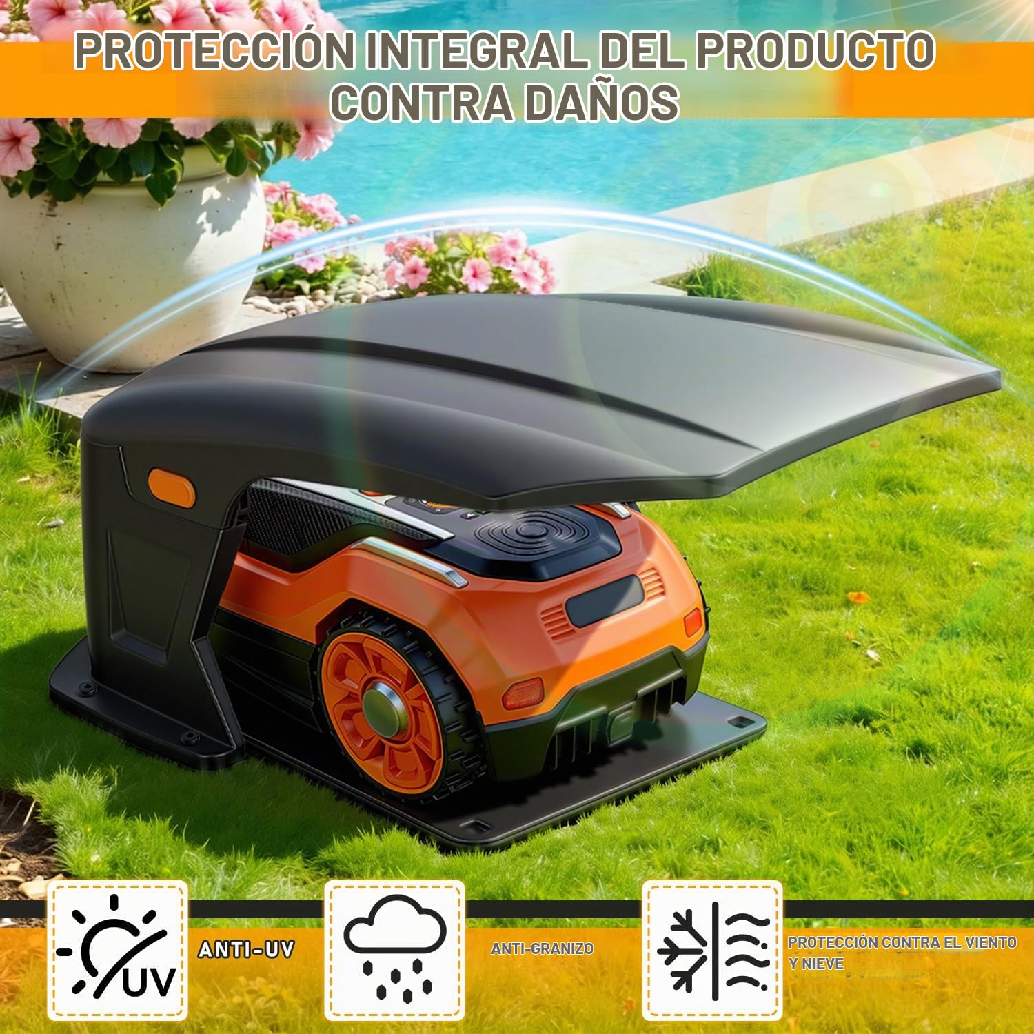 Garaje plegable para robot cortacésped, estación de carga compatible, cubierta protectora para robot cortacésped, accesorios para robot cortacésped, sin bloqueo de señal, protección UV
