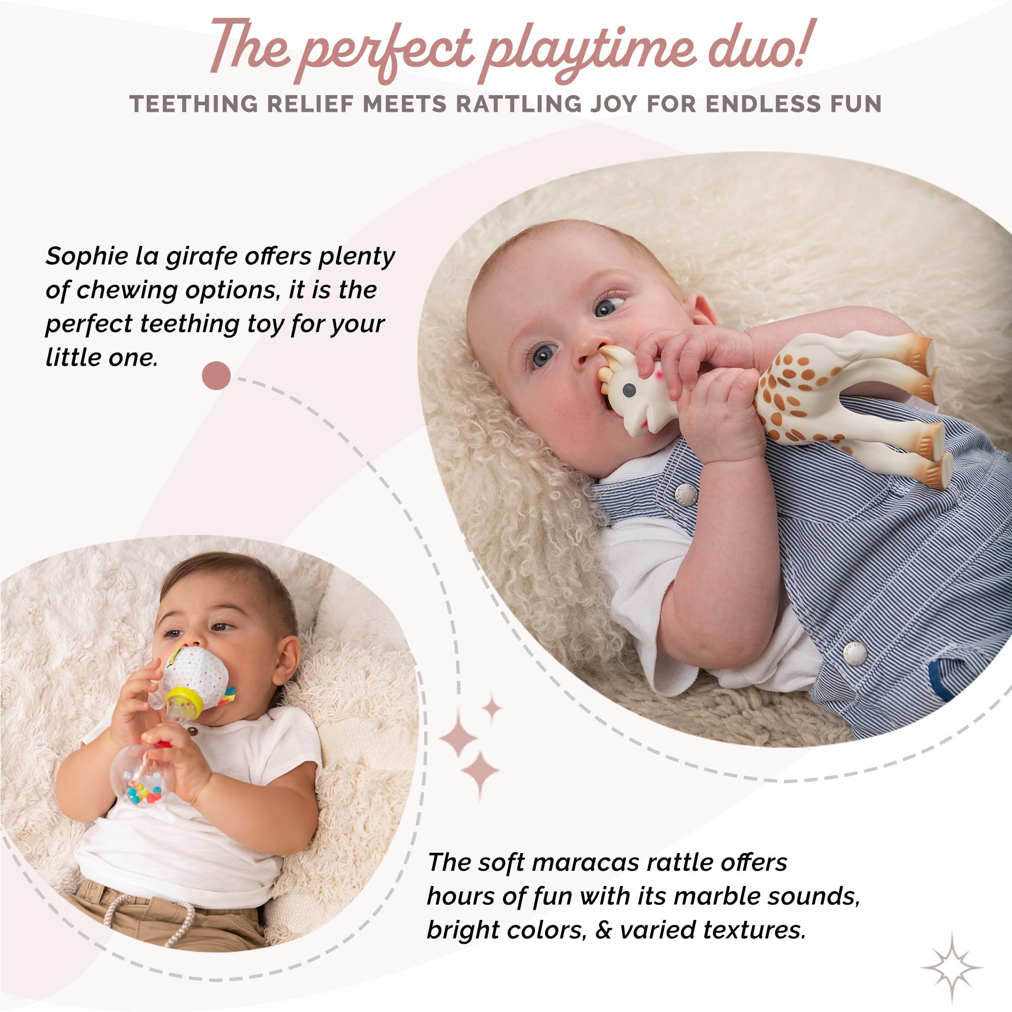 Sophie la Girafe - Coffret Cadeau Naissance Sophie la Girafe + hochet soft maracas - Contenant 1 jouet à mordiller caoutchouc 100% naturel, 1 hochet - Set d'activité pour enfant