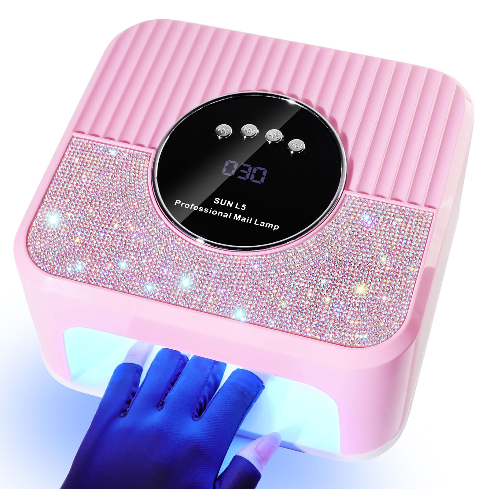 LIMEGIRL UV LED Nail Lamp Kit for Gel Polish Professional Fast Curing Pink Dryer Light Set with Protection Gloves Nail Art Cure Machine for Manicure