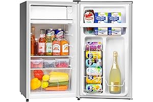 3.2 Cubic Feet Compact Dorm Refrigerator with Adjustable Thermostat (Silver)