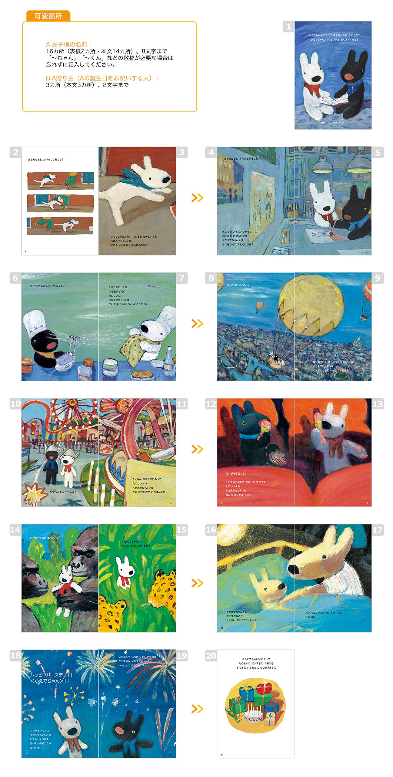 Amazon.co.jp: ディアカーズ 名入れ絵本 リサとガスパールのハッピー