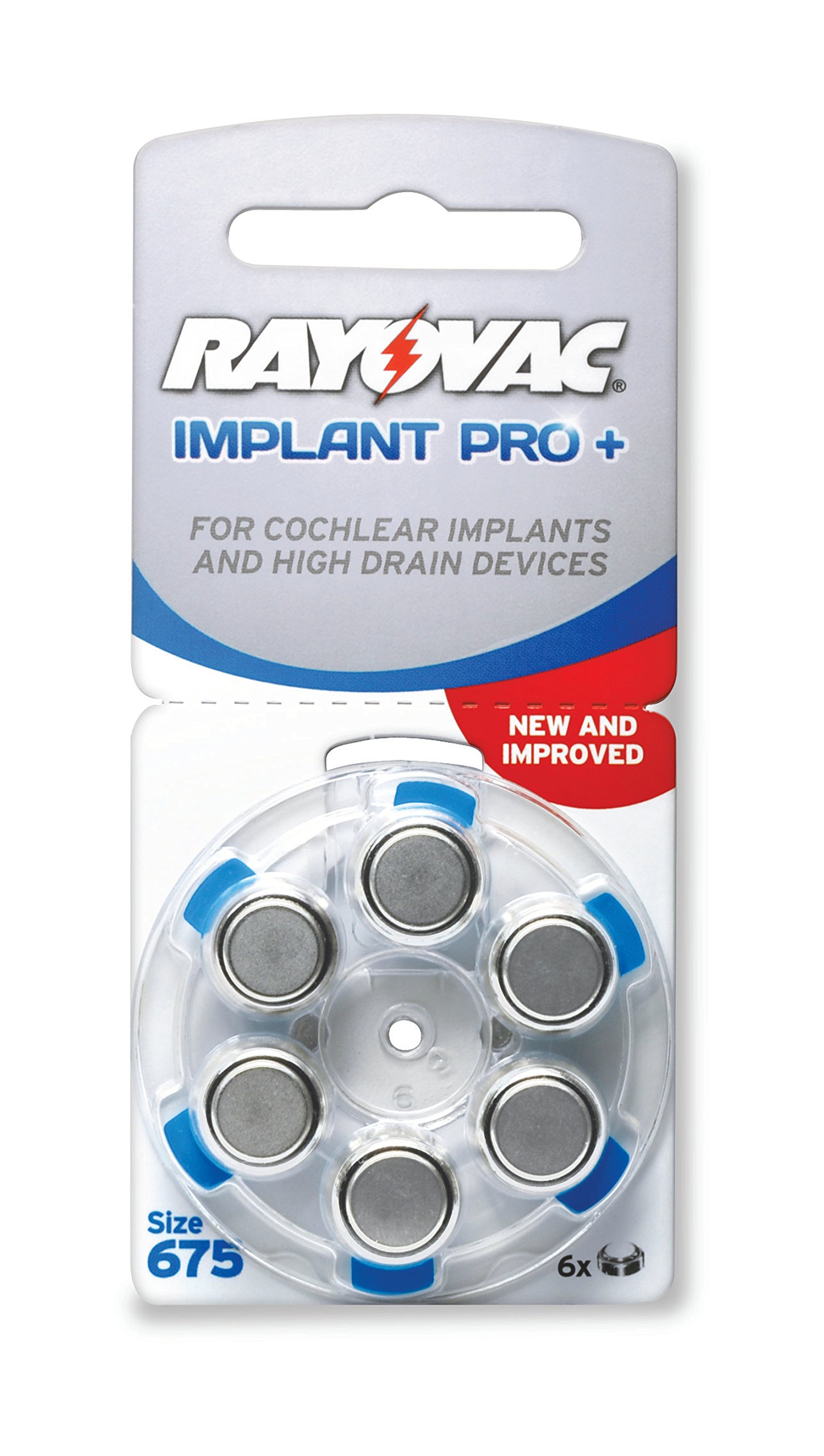 RAYOVAC Implant 180 x Pro + Implant Cochlear 675 PR44 Piles pour appareils auditifs Bleu (= 30 x 6 blister)