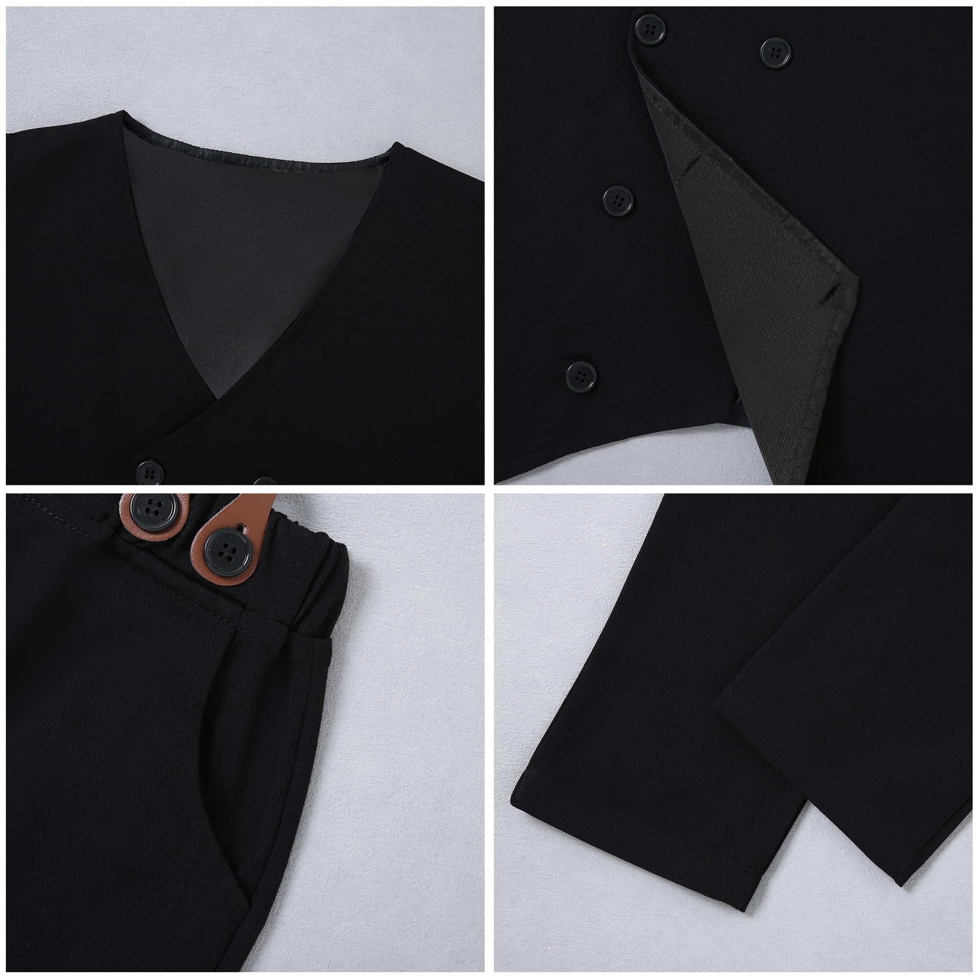 Garçon Gentleman Vêtements Ensembles 6-10 Ans, Enfant Mariage Baptême Tenue Costume Haut Chemise+Gilet+Pantalon+Nœud Papillon