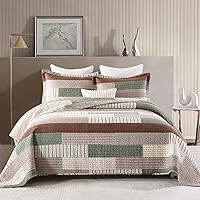 Vista 9 de Finlonte Juego de edredón de tamaño Queen, cuadros de retazos grises (gris), 90 x 98 pulgadas, 3 piezas