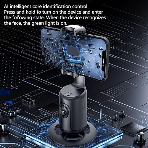 Miniatura 4 de Soporte para teléfono de seguimiento facial automático, rotación de 360, trípode de seguimiento de teléfono con modo dual de disparo, reconocimiento