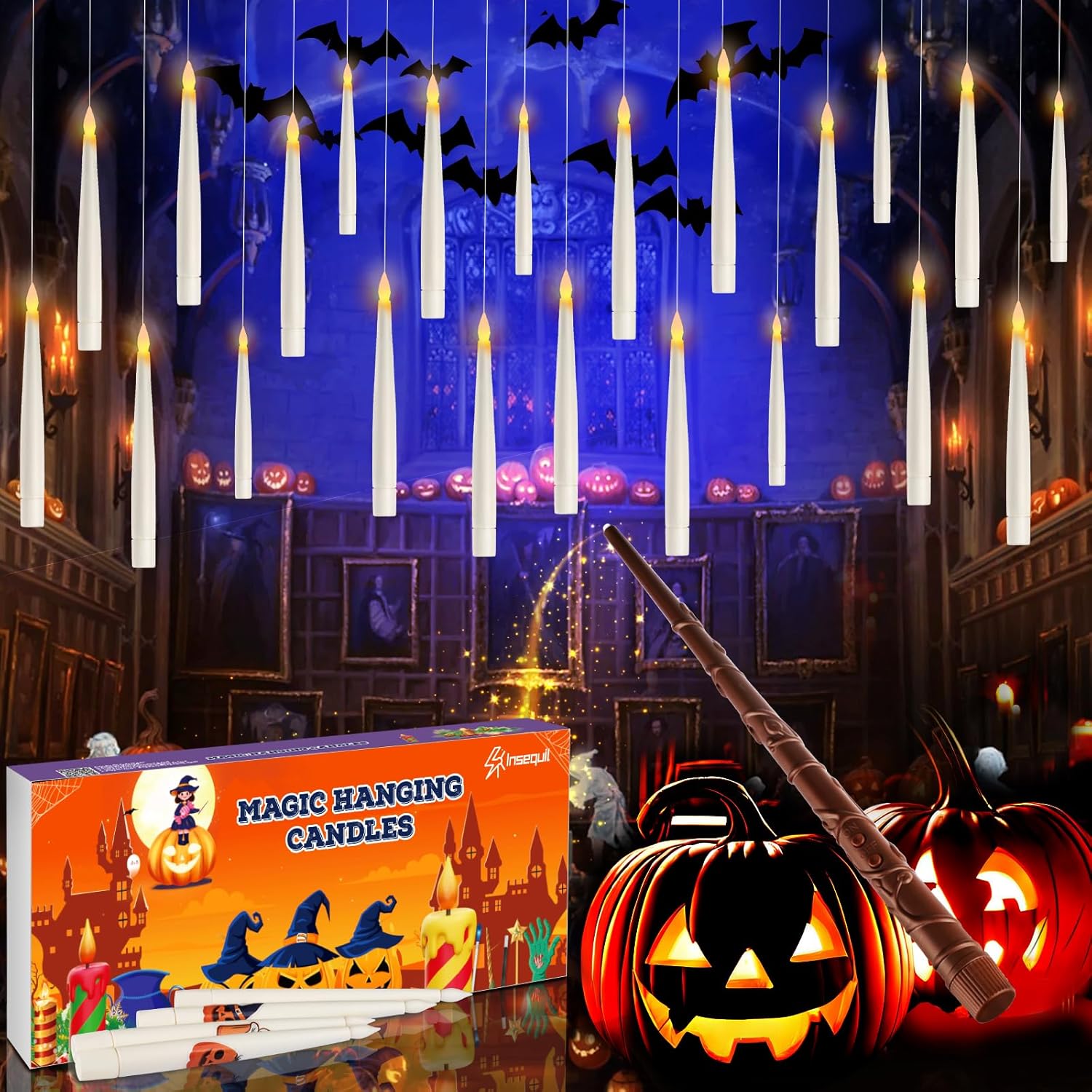 Floating Candles with Wand Remote, 20 Pcs Magic Halloween Hanging Candles, Flickering Warmer Light Flameless LED Candles with DIY Sticker, Battery Operated Halloween Decorations Gifts Indoor (20) Floating Candles with Wand Remote, 20 Pcs Magic Halloween Hanging Candles, Flickering Warmer Light Flameless LED Candles with DIY Sticker, Battery Operated Halloween Decorations Gifts Indoor (20)