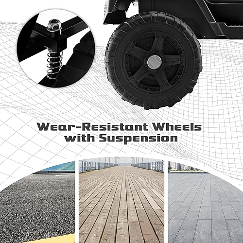 Miniatura 9 de OLAKIDS Camión para niños vehículo eléctrico Jeep de 12 V con control remoto juguete a batería para niños pequeños con 2 velocidades suspensión de