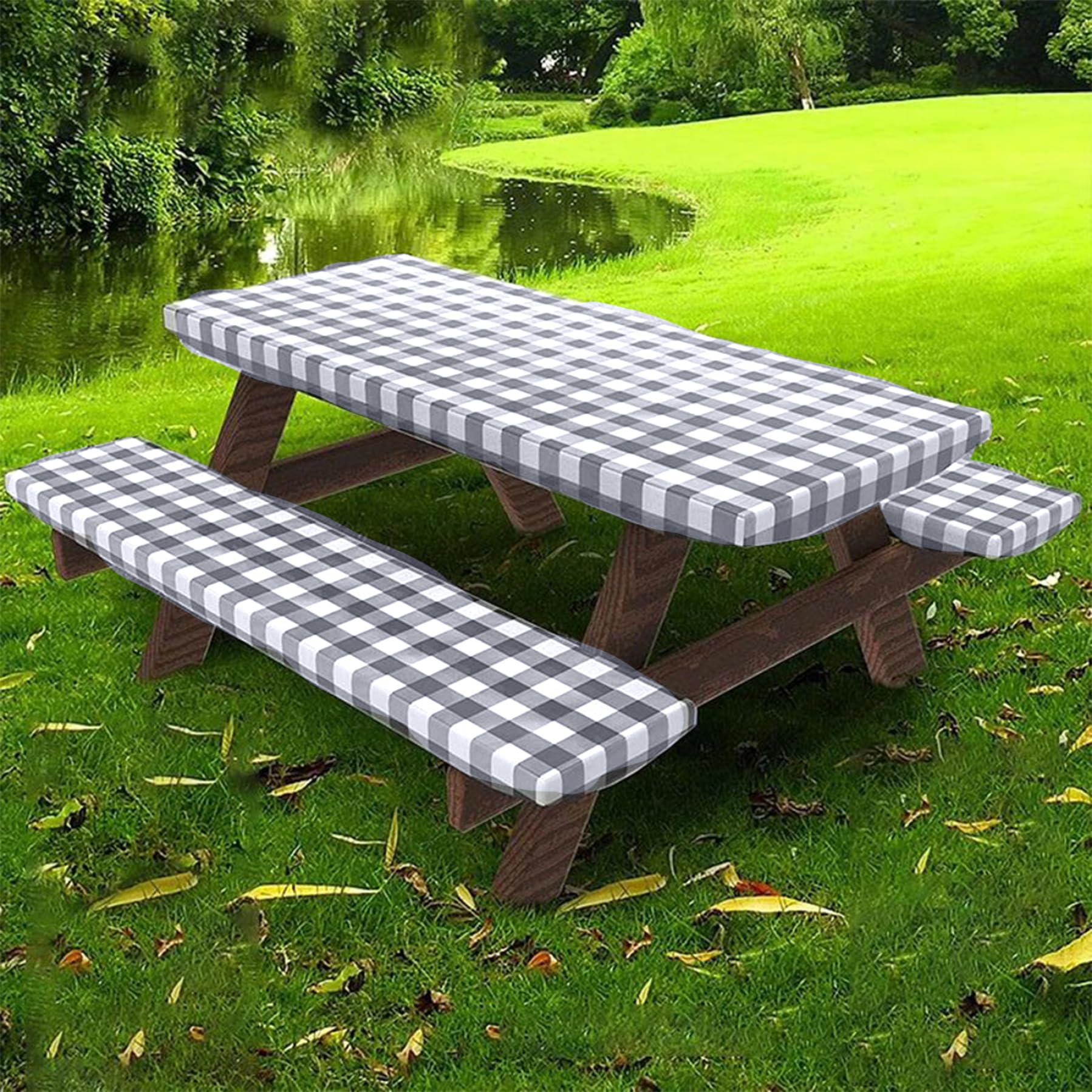 Housse de table de pique-nique nappe camping résistante à l'huile PVC