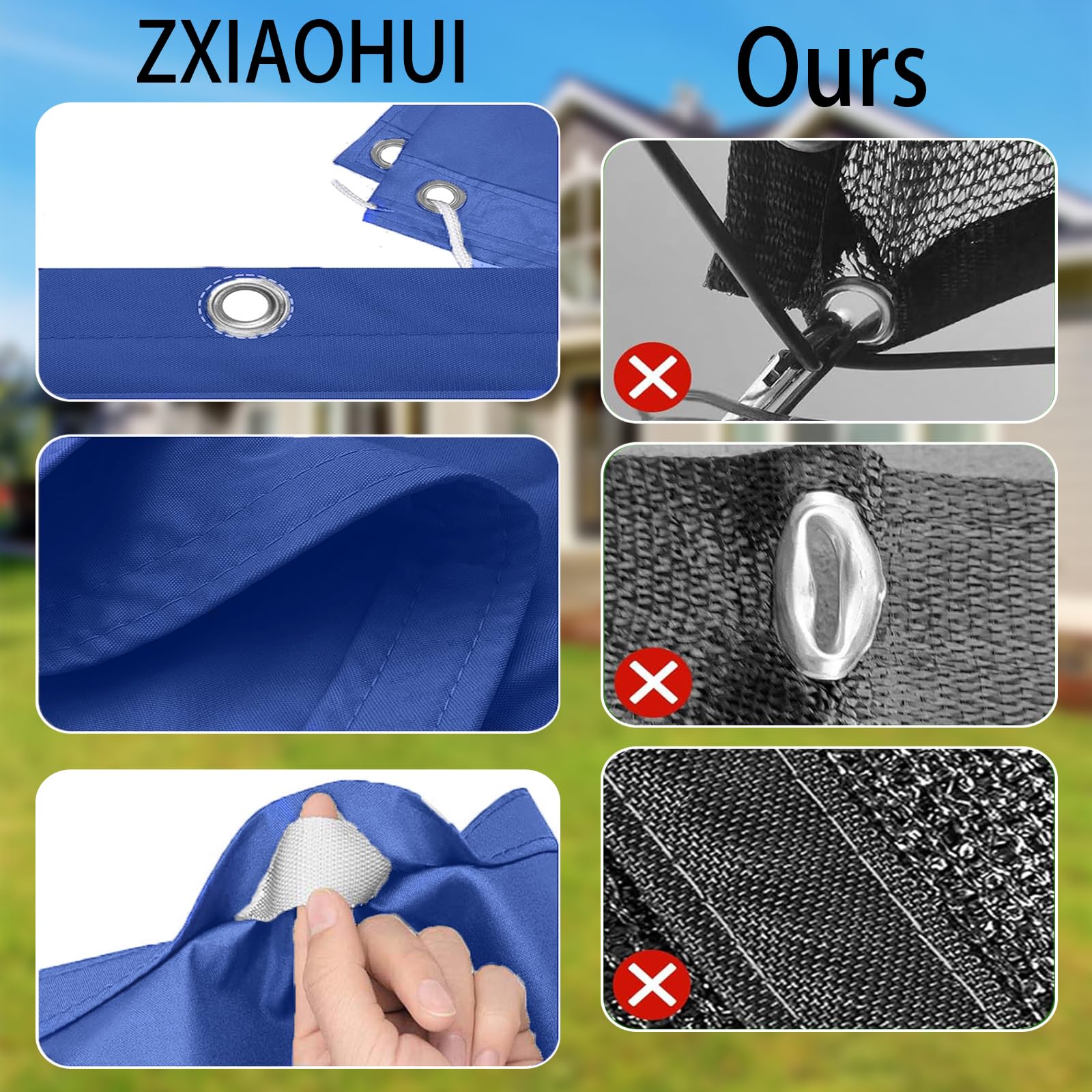 Lona de protección UV de alta calidad, 110 x 1000 cm, 185 g/m², impermeable y resistente al viento, para patio, piscina, jardín, cubierta azul oscuro