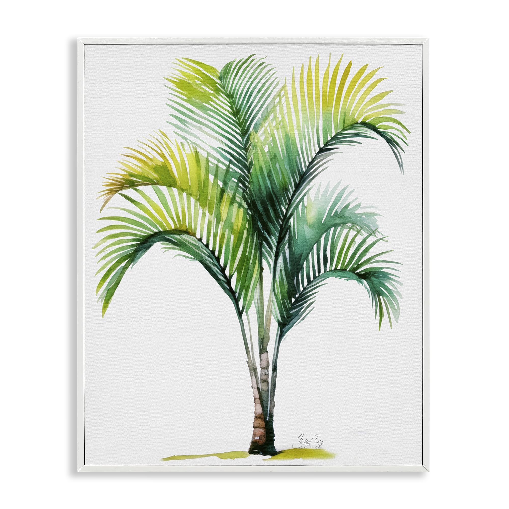 Stupell Industries Coastal White (Textured) 'Coastal Canopy Palm Tree'| Framed Giclee Art