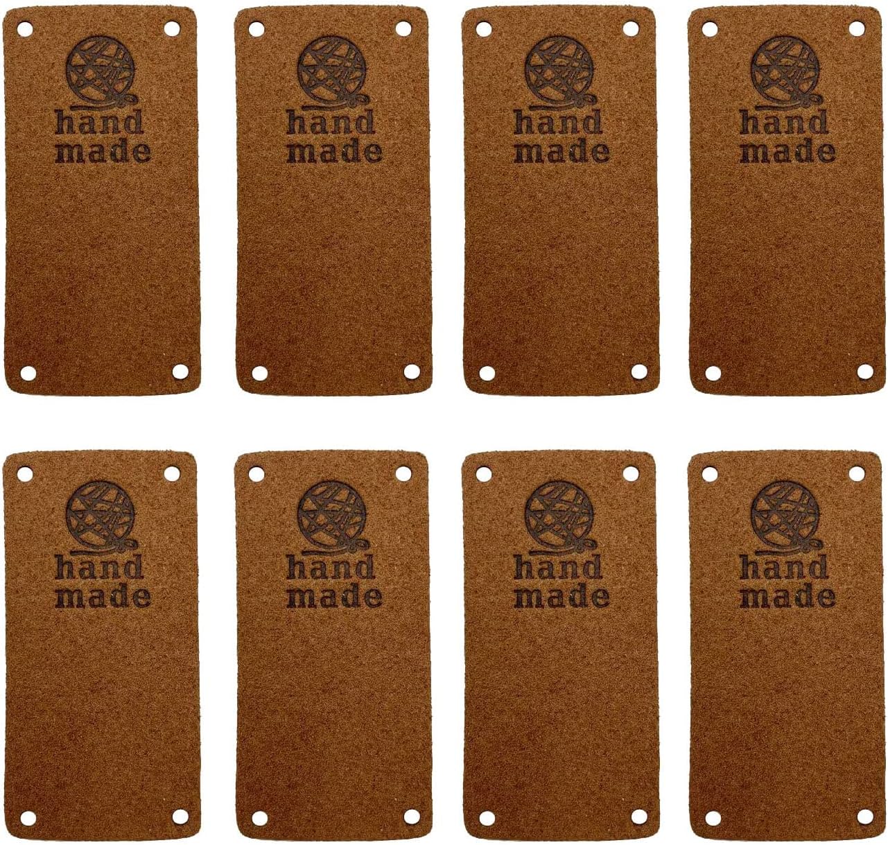 40 Pcs Faux Leather Label Handmade Tag Label Handmade Tags Button with Holes Embossed Tag Embellishment Knit DIY for Jeans Bags Shoes Hat Crafts, Knitting and Crocheting(Yarnball, Darkbrown)