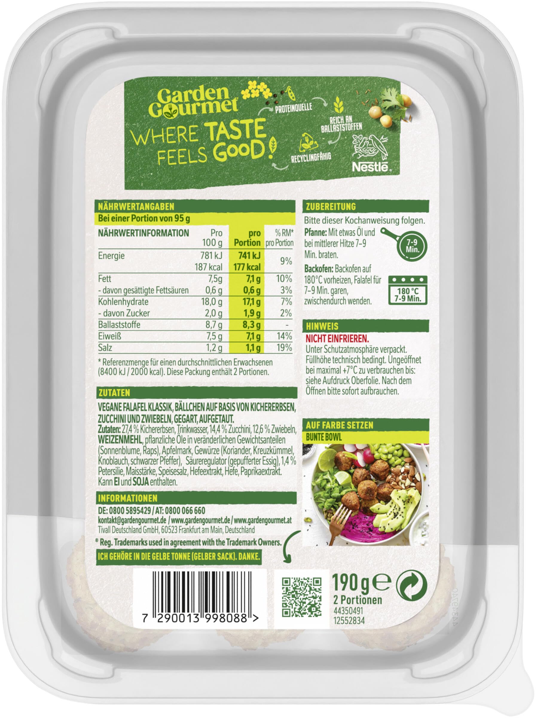 Marke: Garden Gourmet GARDEN GOURMET Vegane Falafel, Fingerfood auf Basis von Kichererbsen, Zucchini und Zwiebeln, 1er Pack (1 x 190g) in use
