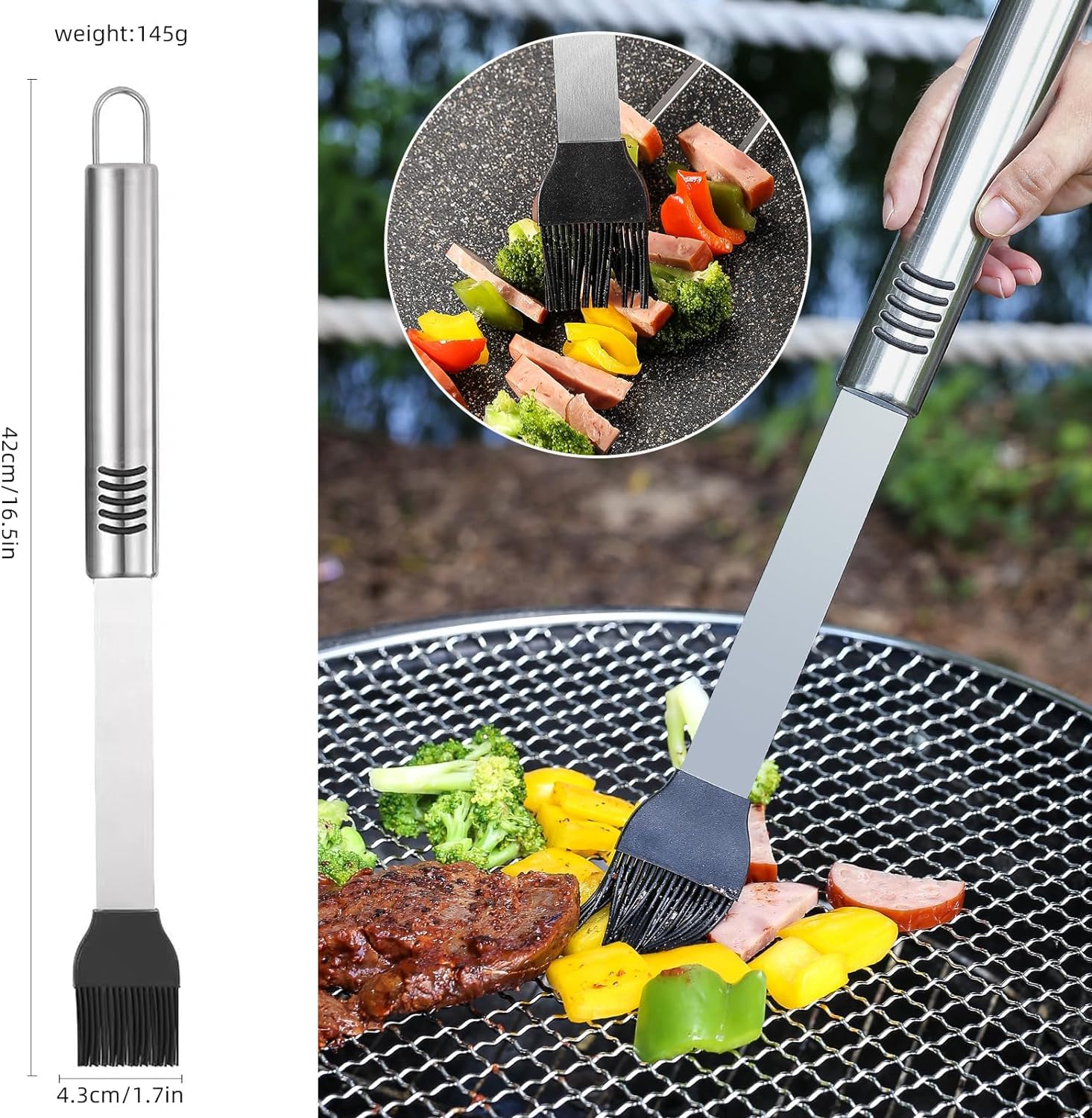 Juego de herramientas de parrilla para barbacoa, kit de accesorios de parrilla de acero inoxidable de 16 pulgadas para hombres, kit de regalo de utensilios de parrilla de barbacoa con bolsa de