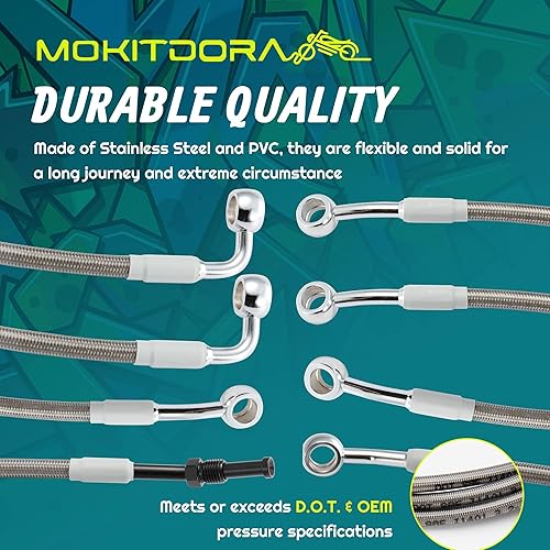 Miniatura 4 de MoKitDora Kit de cables de manillar de 14 a 16 pulgadas, líneas de freno y cables de embrague para modelos Harley Touring Road King Electra Street