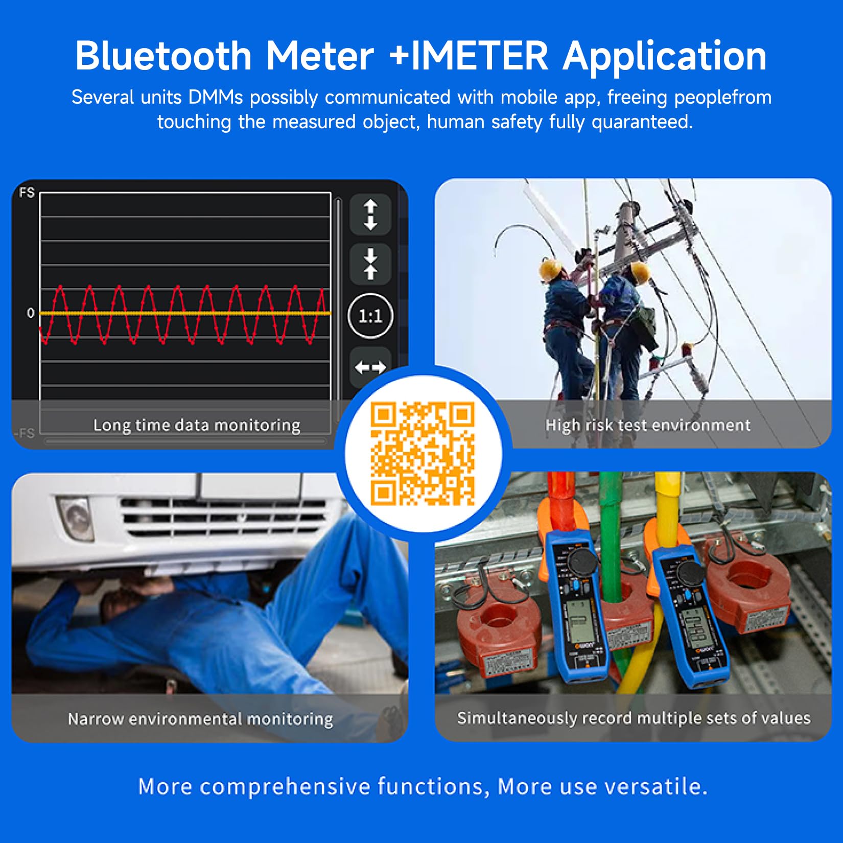 OWON CM2100B Pinza amperometrica Bluetooth 20000 conteggi palmare True RMS 600V 100A AC/DC Test corrente e tensione con protezione da sovraccarico VFC, tester di capacità di resistenza, funzione NCV