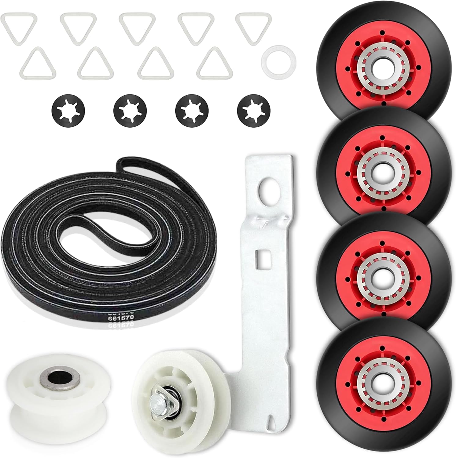 4392067 Dryer Repair Kit & W10837240 Dryer Idler Pulley with WPW10314173 Drum Roller & 661570V Belt & 279640 Idler Pulley Fit for Maytag, Whirlpool, Kenmore Dryer (Full sets)