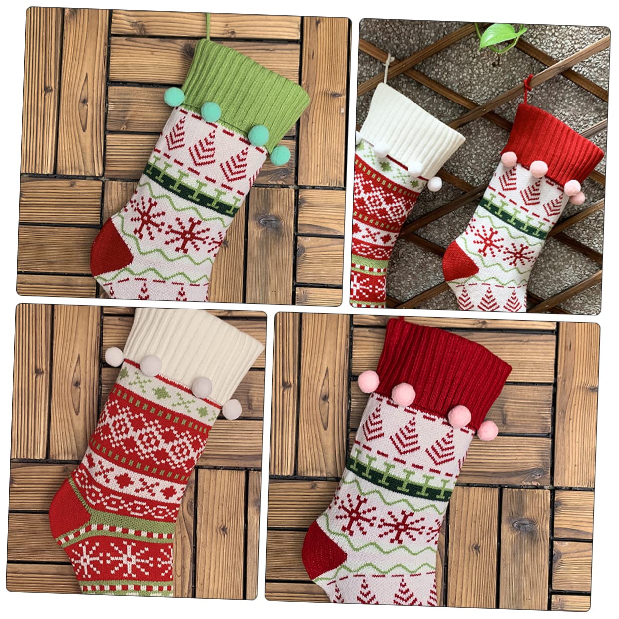 3stücke Weihnachtssocken Als Süßigkeiten-hängetasche Für Geschenke Und Weihnachtsbaum-weihnachtsdeko Weihnachtsgeschenkssocken Für Kamin-tür-Wand-weihnachtsschmuck