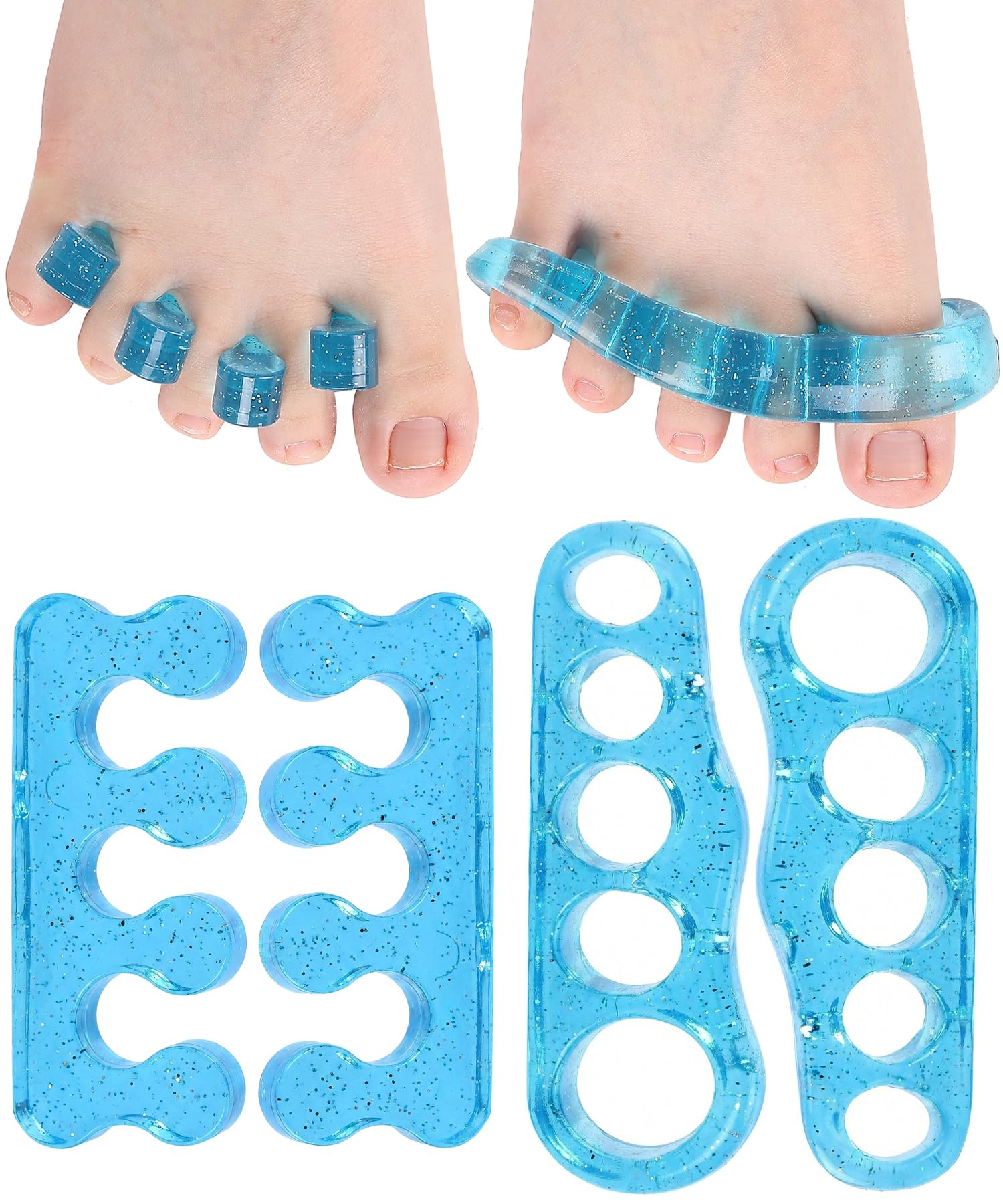 DR. JK- ToePal Gel Toe Separator, 2 Pairs, Toe Spacers, Toe Straightener, Hammer Toe Straightener, Toe Spreader, Toe Stretcher, Toe Corrector for Women and Men, Bunion Corrector, Mother's Day Gift