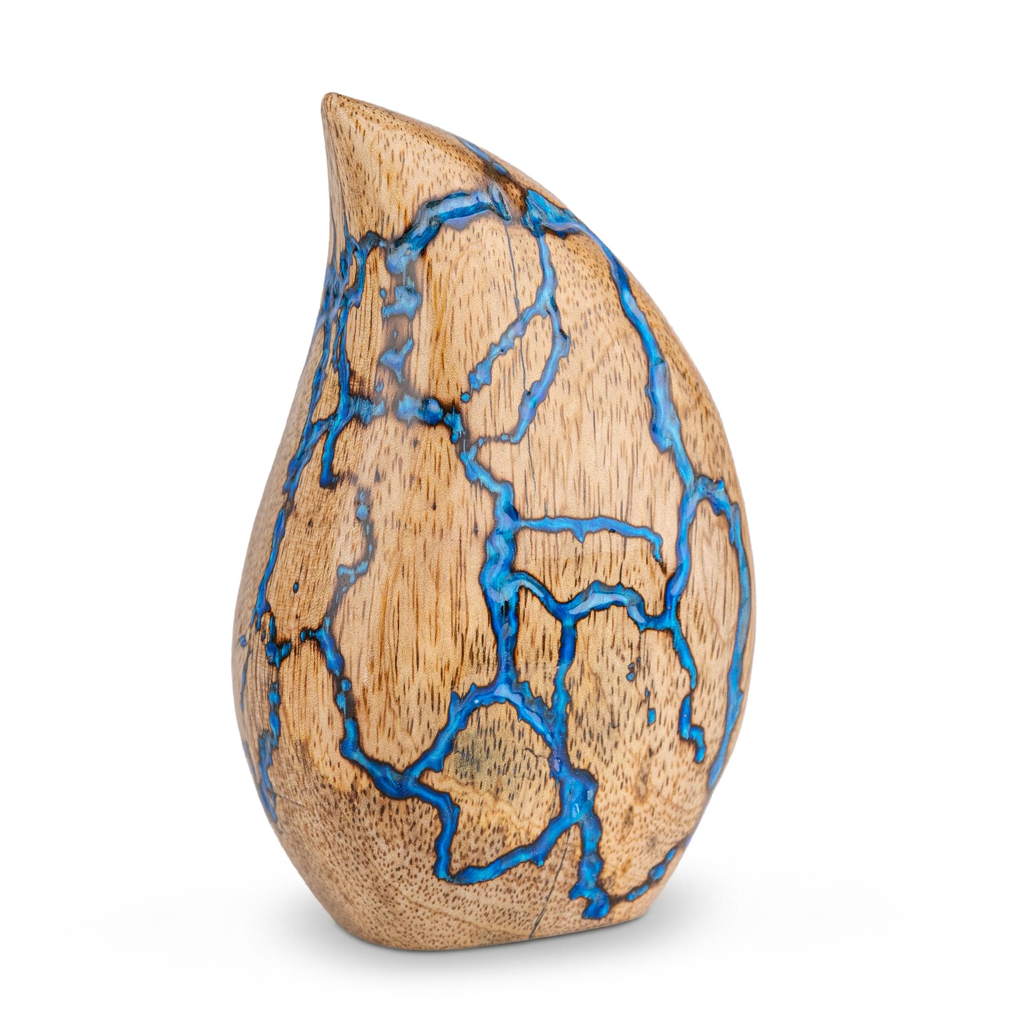 Wooden Tear Drop Cremation Urns for Human Ashes Adult Male 3 Cu/in - Urns for Ashes for Women & Men - Blue Urn for Adult Male - Decorative, Burial and Funeral Urn -Blue, Small Keepsake Tear Drop โ image 1