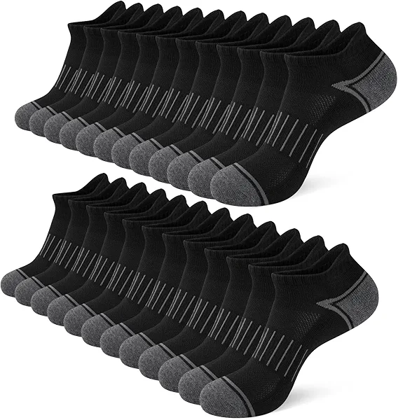 Heatuff 12 Pairs Men's Ankle Running Socks Cushioned Low Cut Athletic Sports Casual Tab Socks
