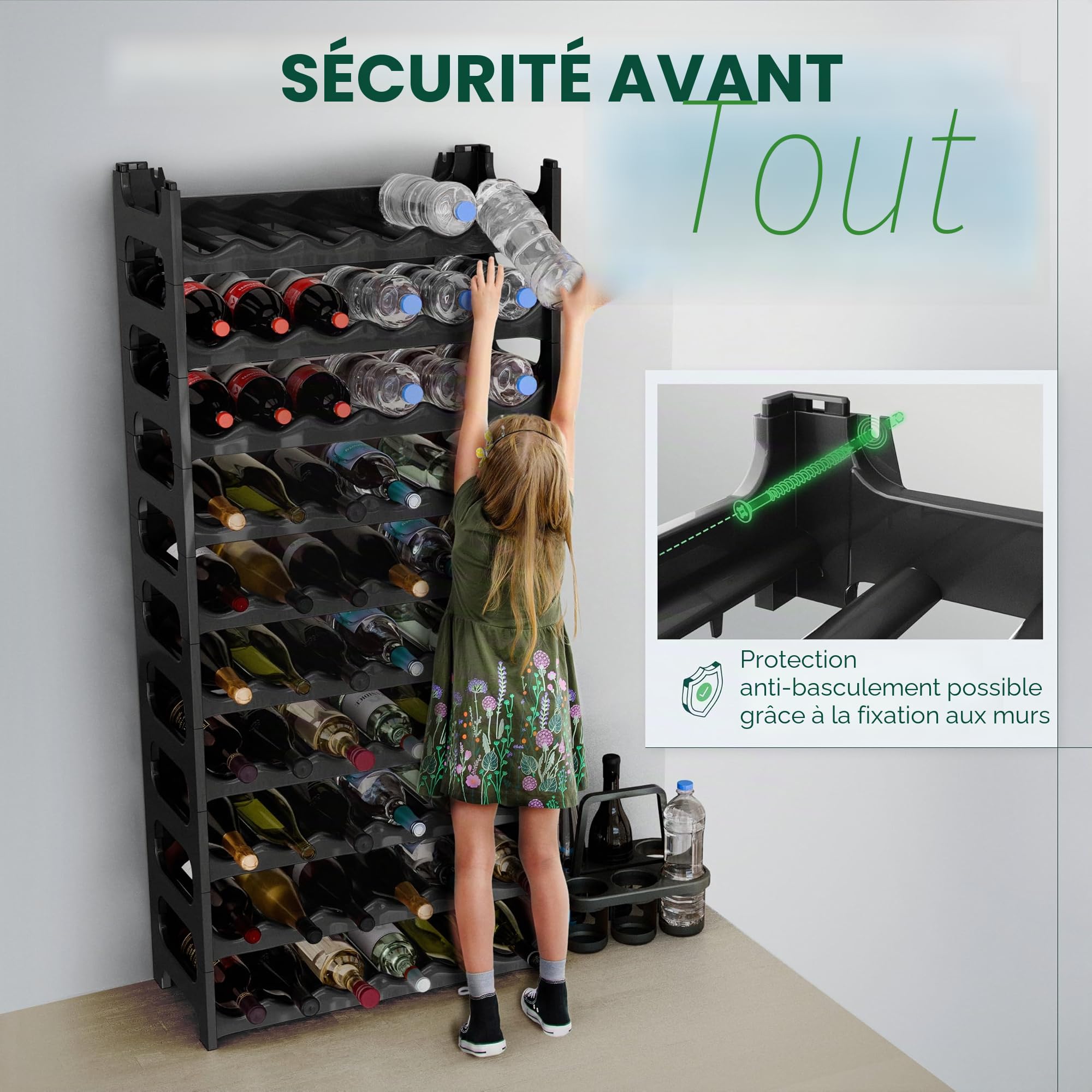 Novaliv casier à Bouteilles | vin Anthracite en Plastique Robuste pour 72 Bouteilles (Anthracite, 12)