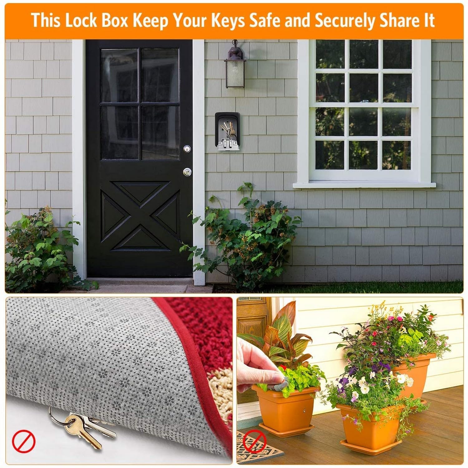 BKSMD Key Lock Box Wall Mounted, 4 Digit Combination Lock for House Key Weatherproof Safe Security Key Storage Lock Box for Outside Realtors Garage Spare Keys 1